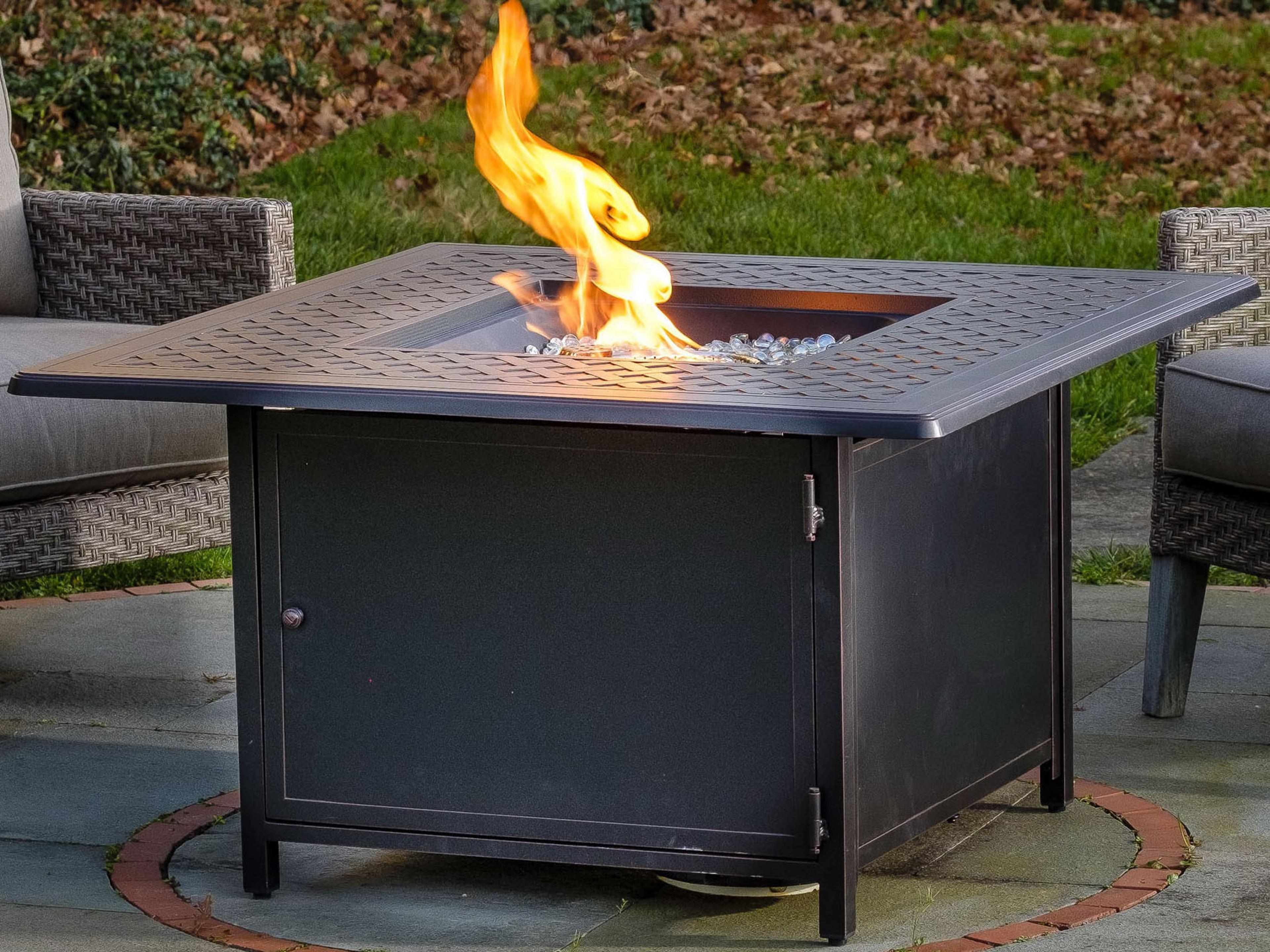 Alfresco Home Heron Topaz Cast Aluminum Square Patio Fire Pit Table