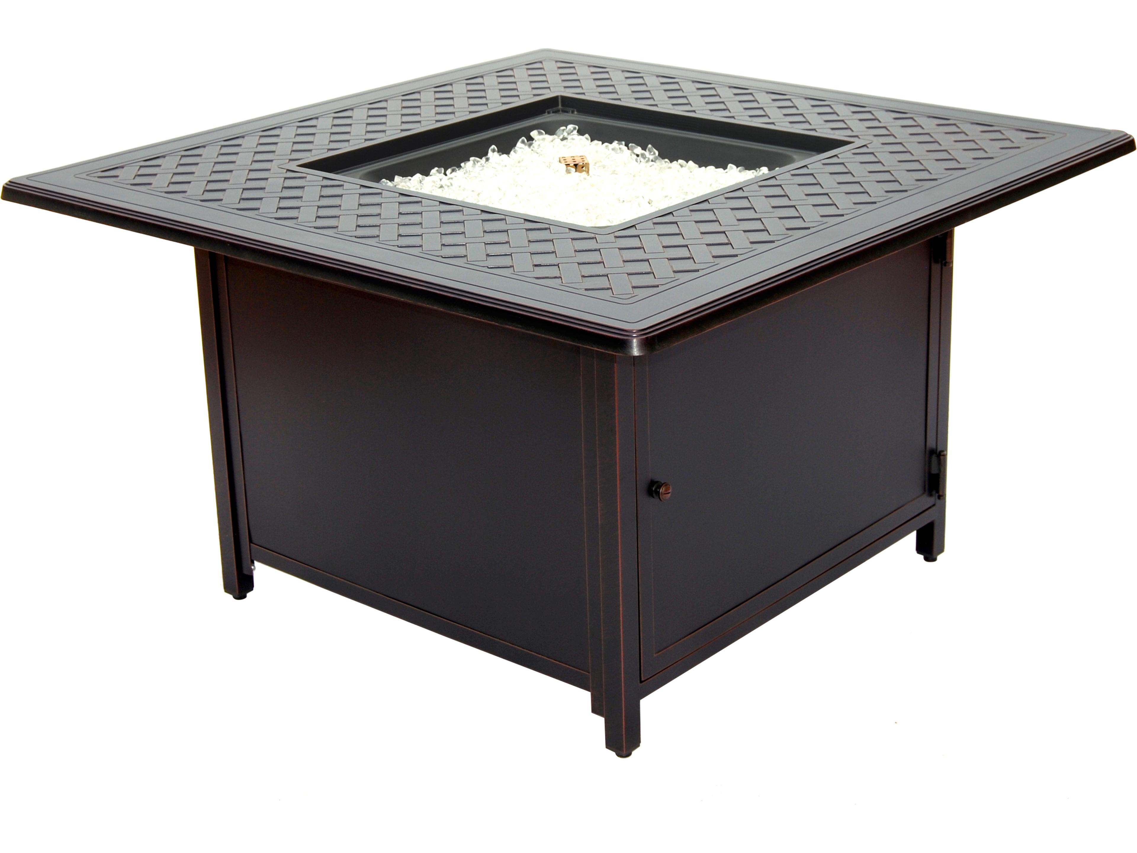 Alfresco Home Heron Topaz Cast Aluminum Square Patio Fire Pit Table