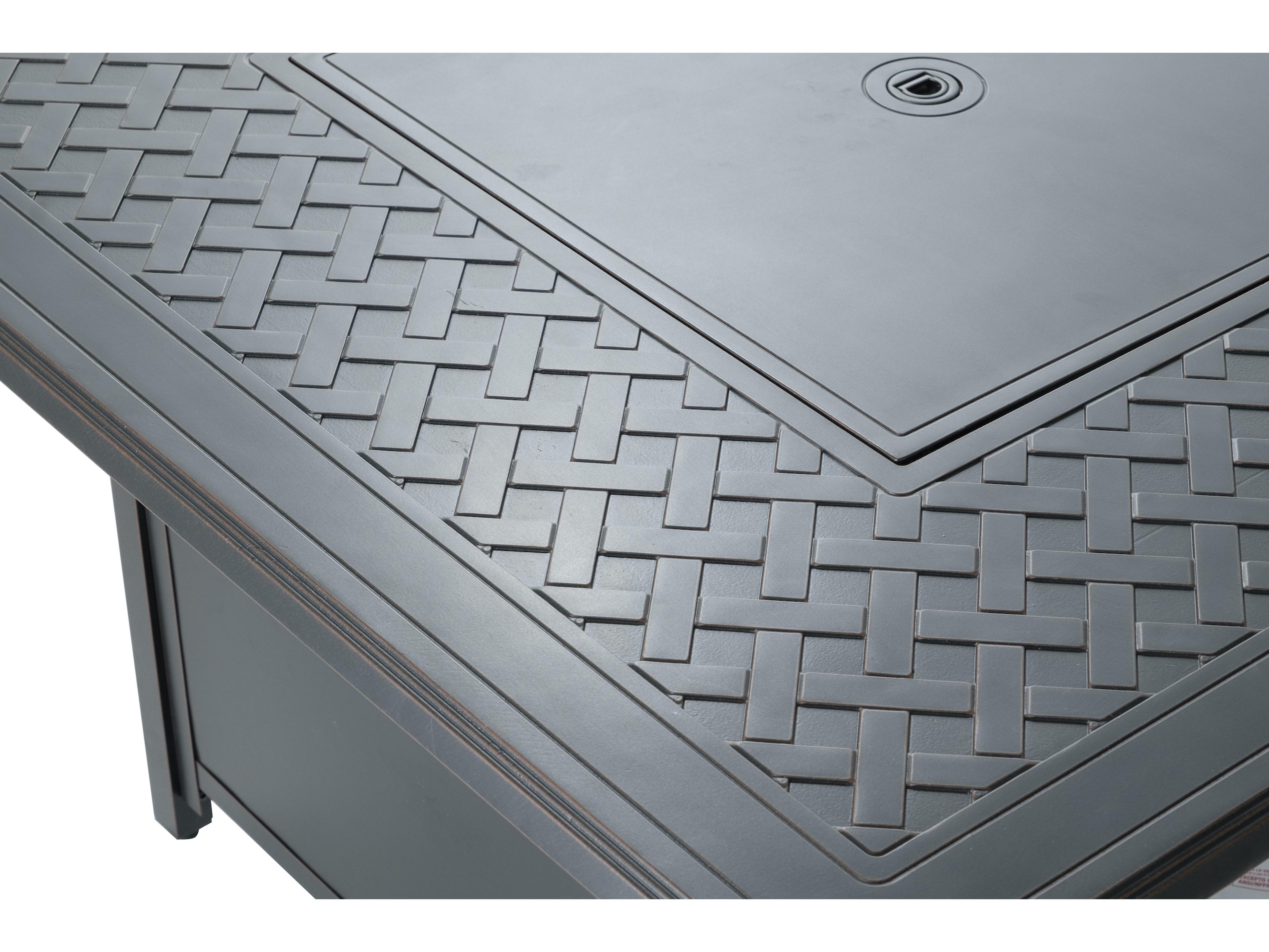 Alfresco Home Heron Topaz Cast Aluminum Square Patio Fire Pit Table