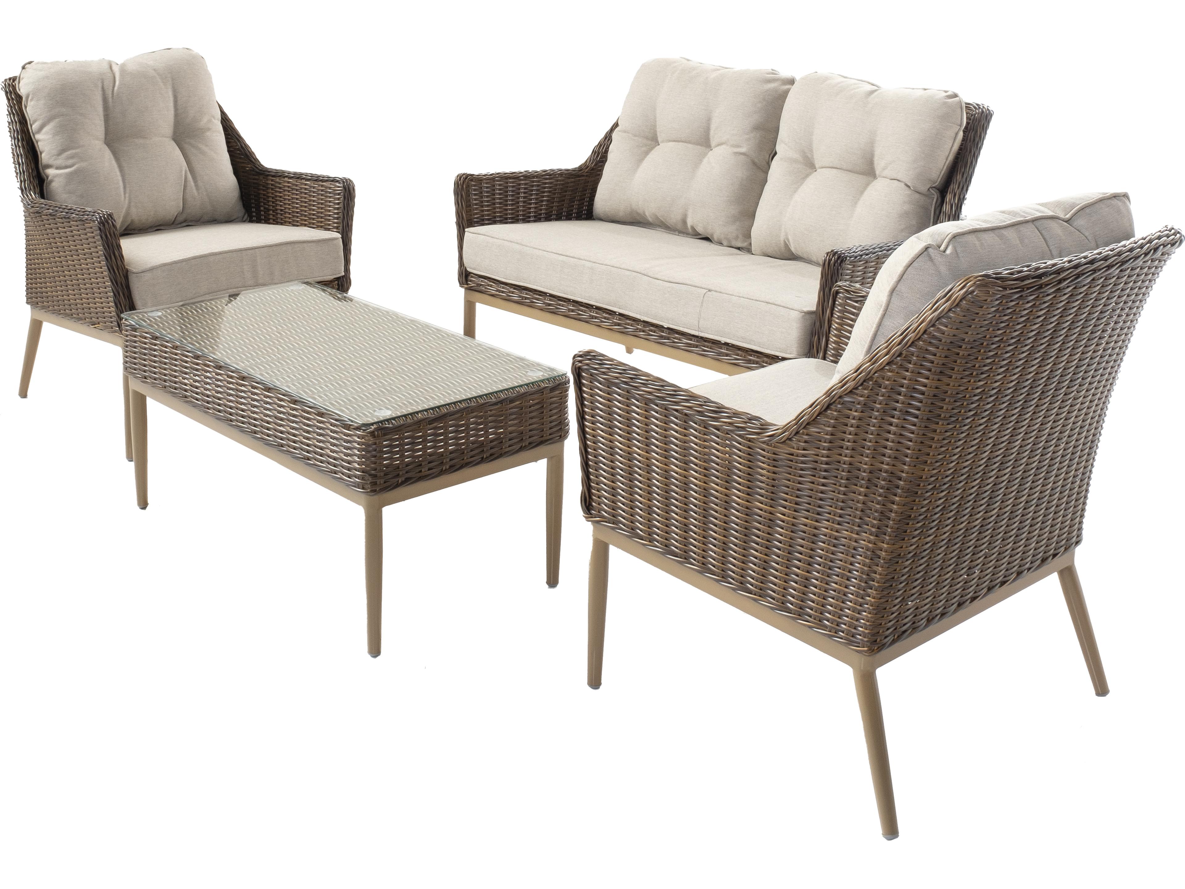 Alfresco Home Eva Brown Wicker Loveseat Set