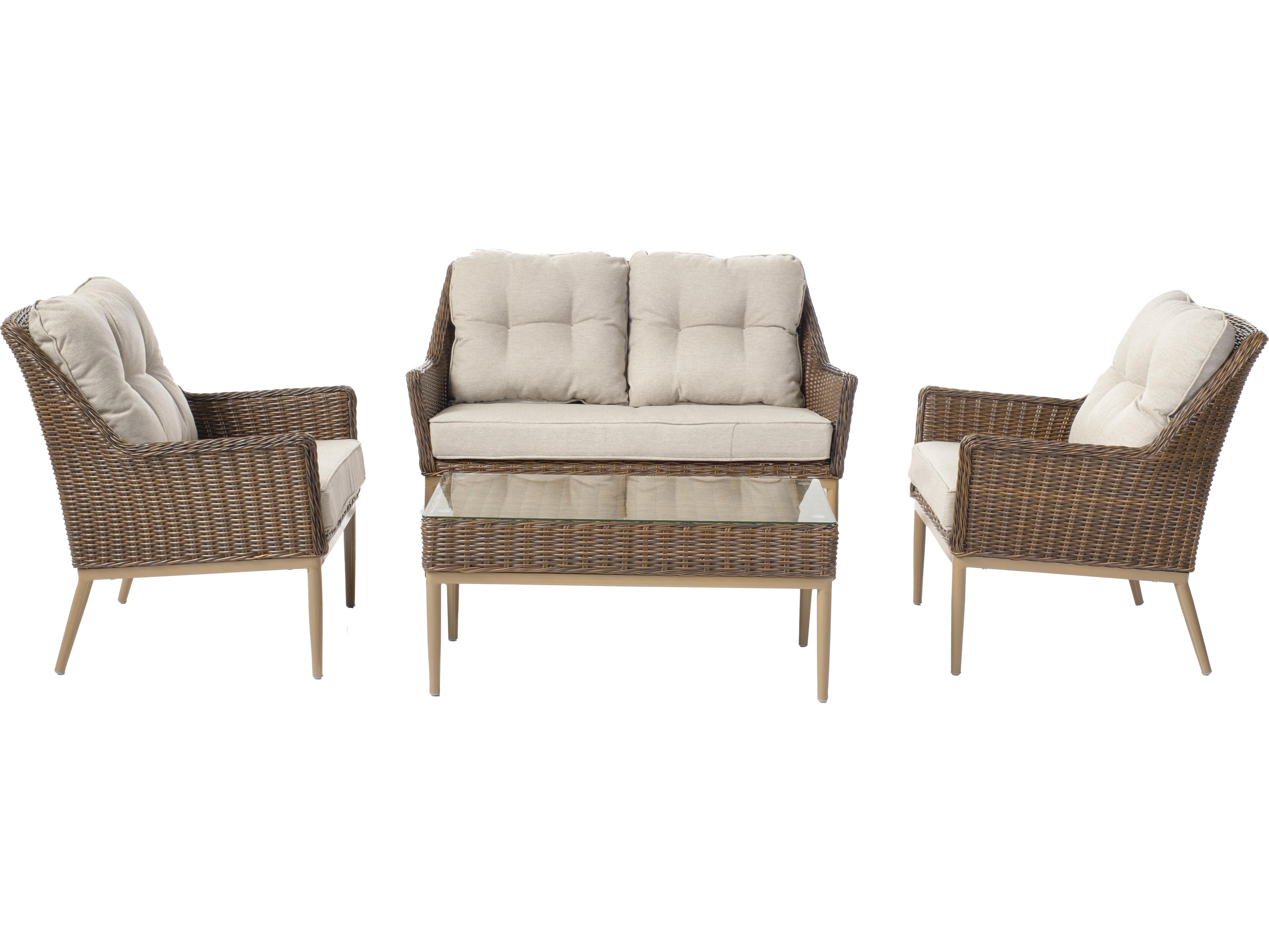 Alfresco Home Eva Brown Wicker Loveseat Set