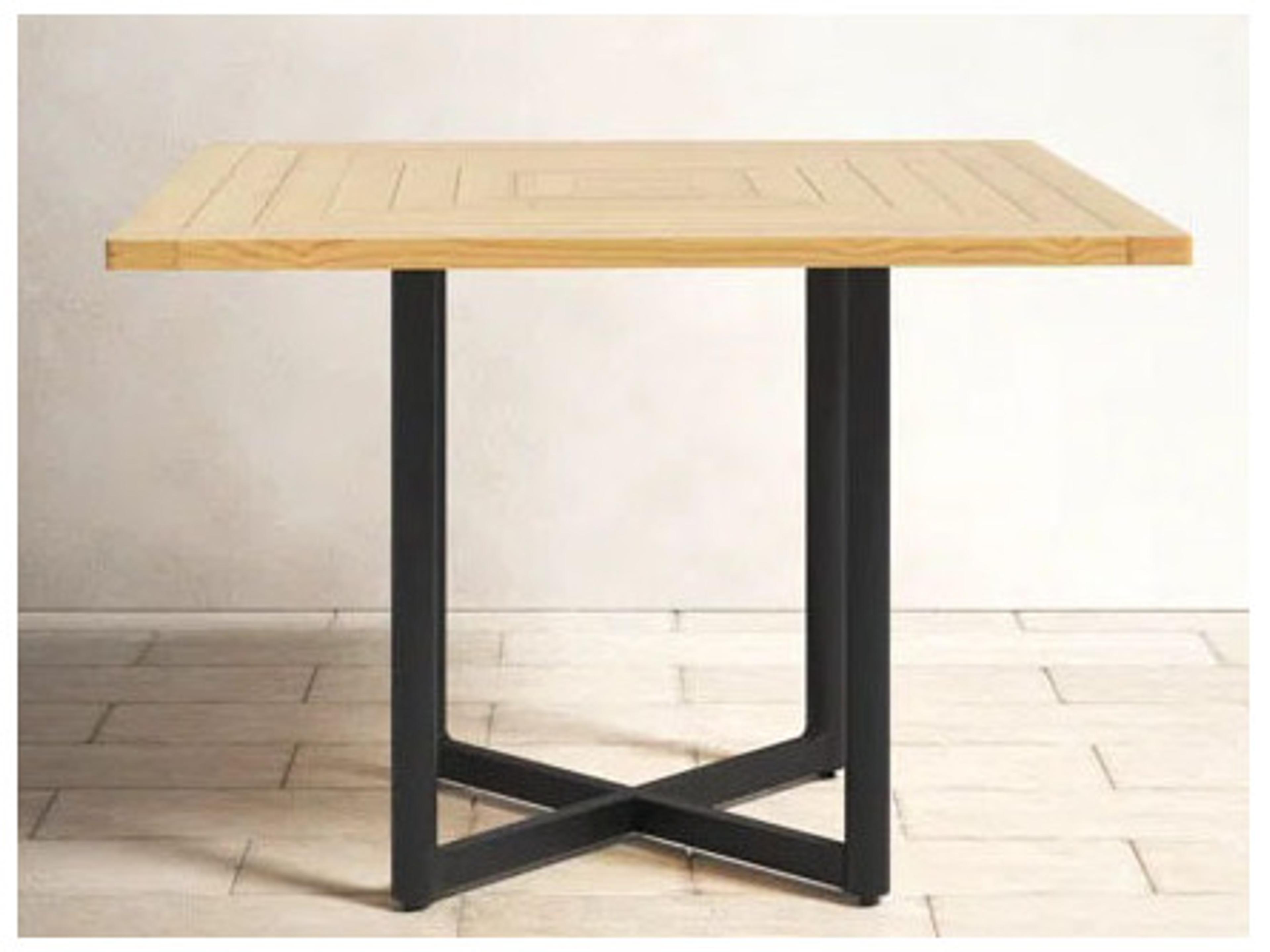 Alfresco Home Jakarta Square Teak Umbrella Hole Outdoor Patio Dining Table