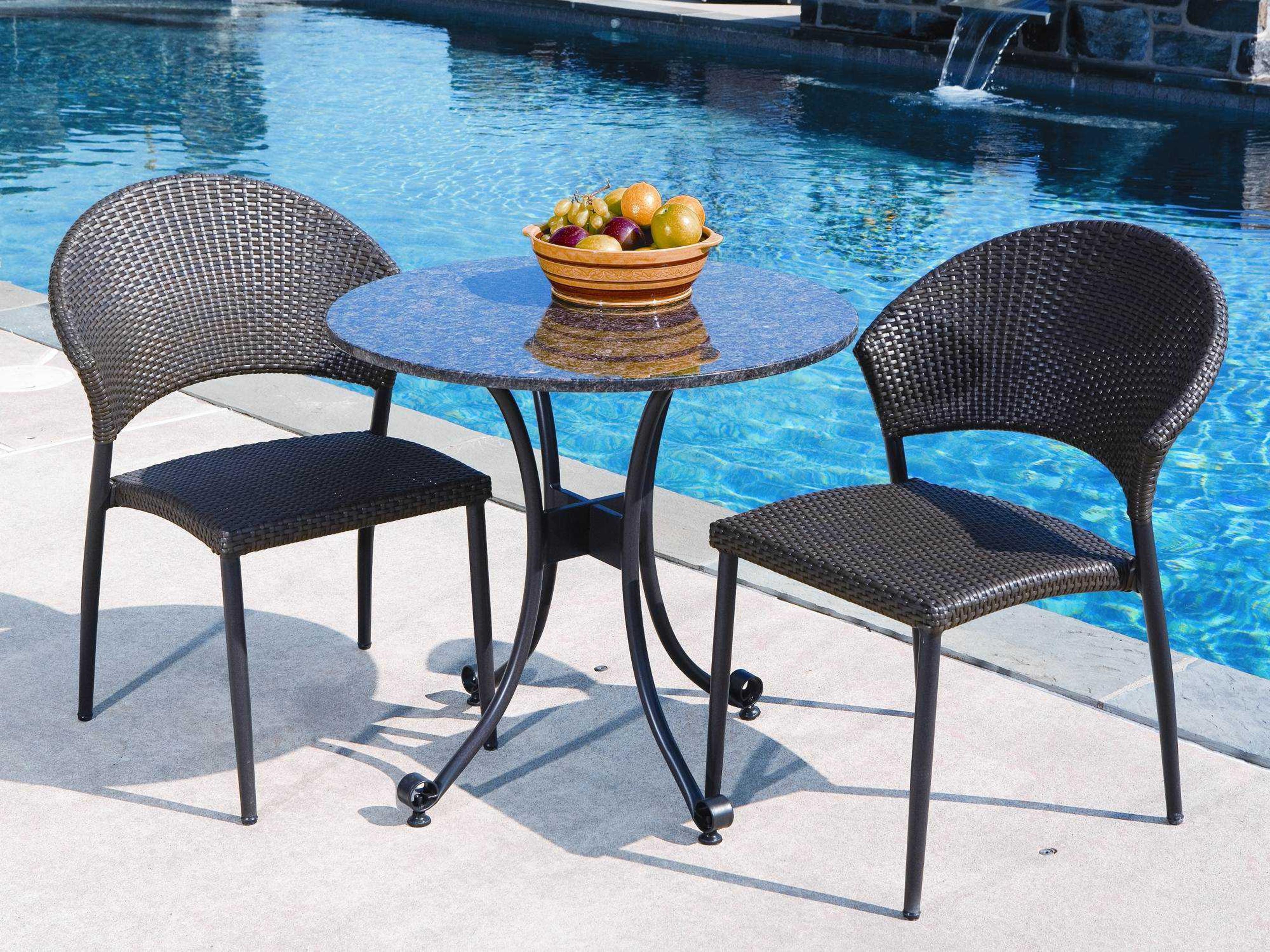 Alfresco Home Vento All-Weather Wicker 30 Round Granite Bistro Outdoor Patio Dining Set