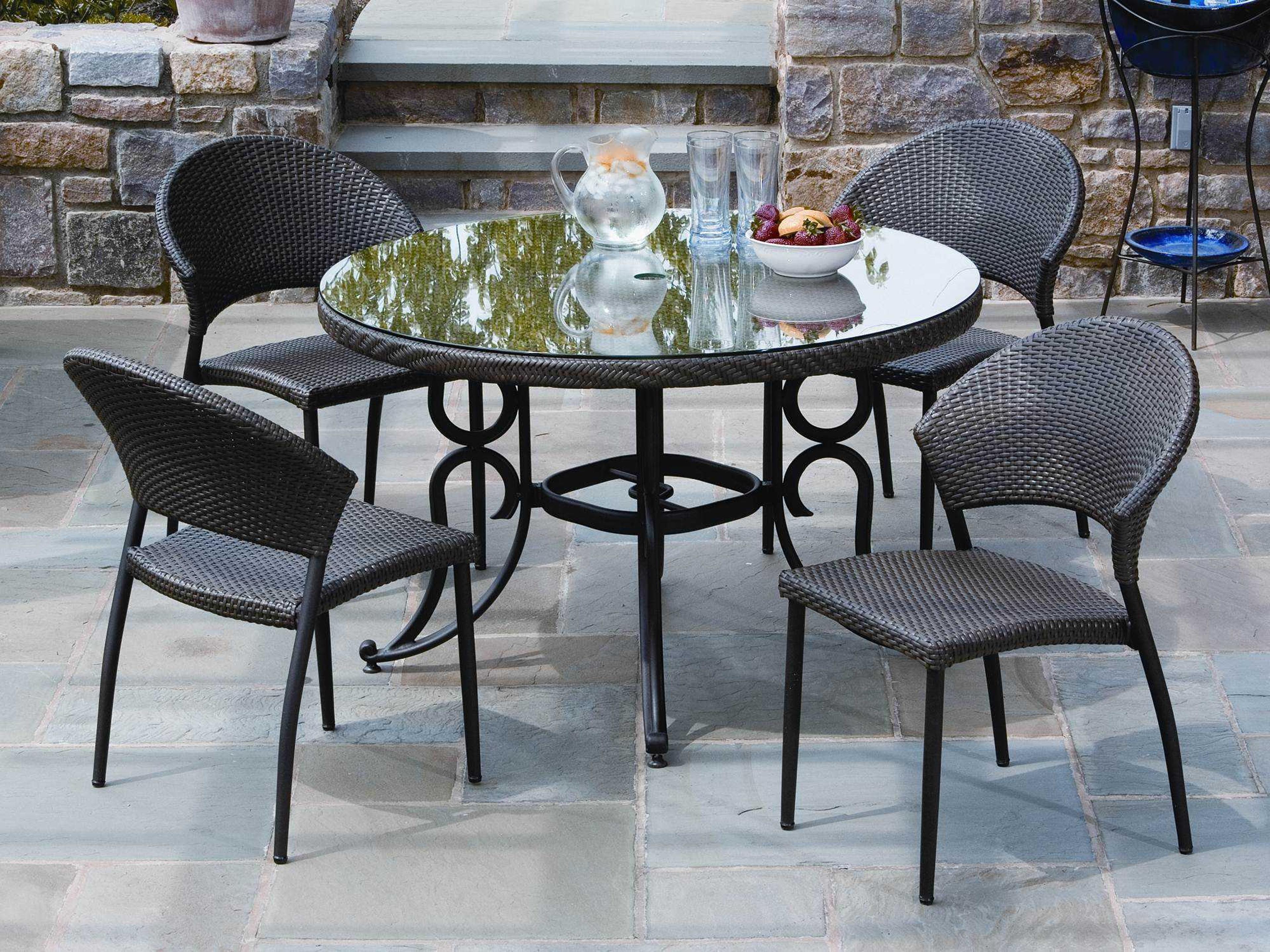 Alfresco Home Vento All Weather Wicker 48 Round Patio Dining Set