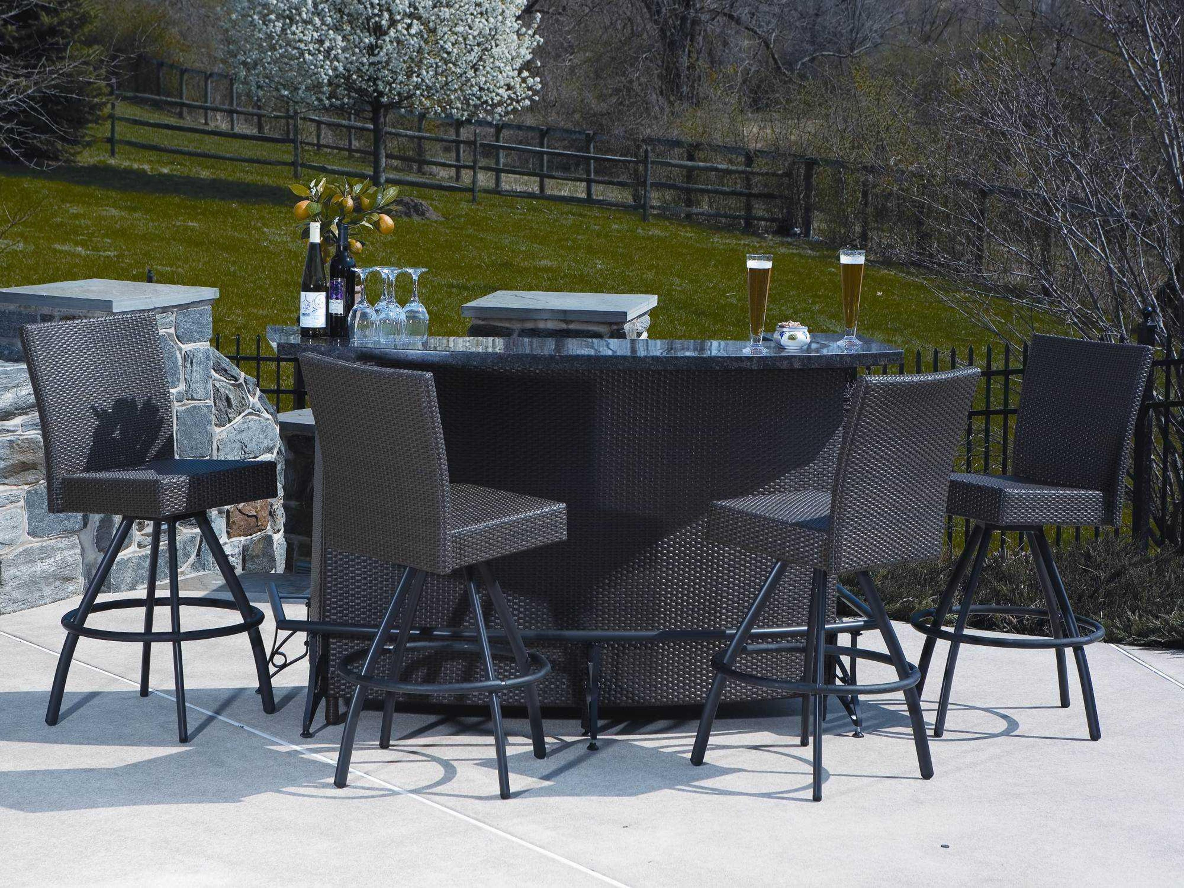 Alfresco Home Vento All Weather Wicker Granite Bar Outdoor Dining Set