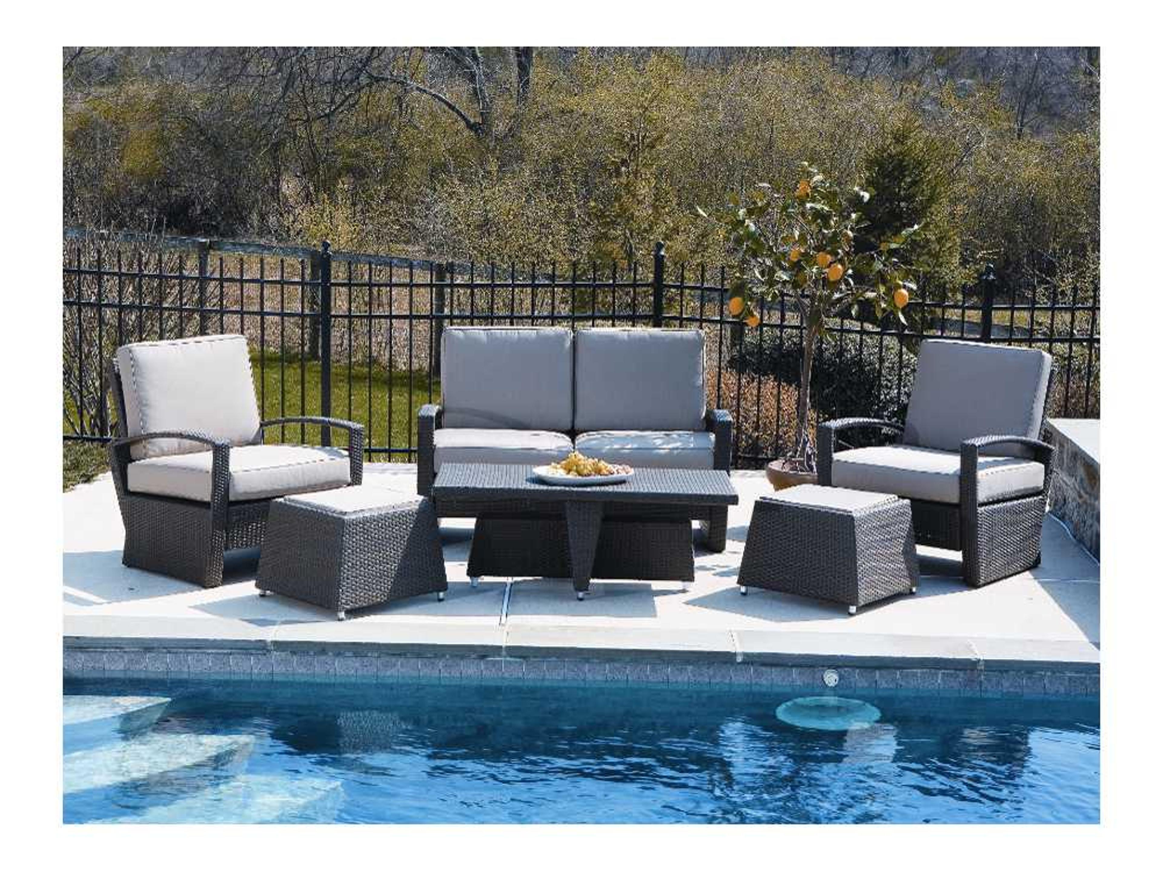 Alfresco Home Vento All-Weather Wicker Deep Seating Patio Lounge Set in Java Brown