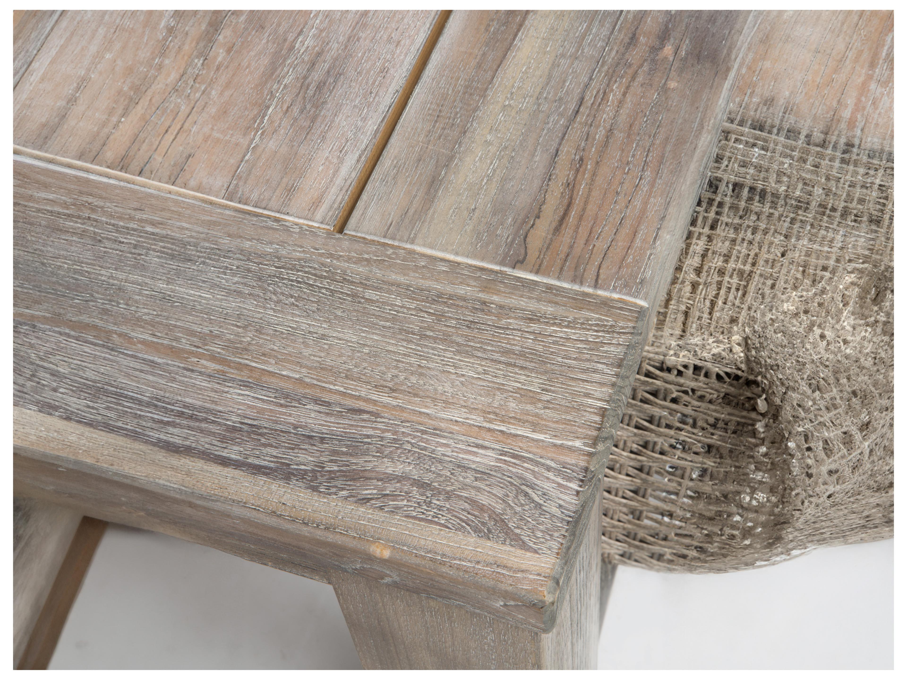 Alfresco Home Malvern Vintage Wood Rectangular Outdoor Patio Dining Table with Umbrella Hole