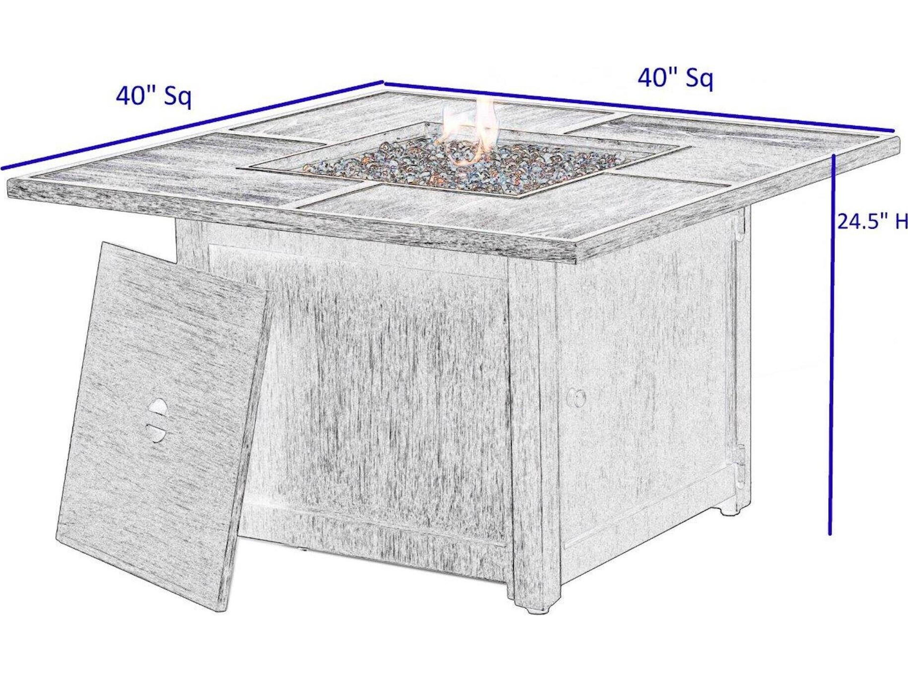 Alfresco Home Cheyenne Blacksmith Cast Aluminum Square Patio Fire Pit Table