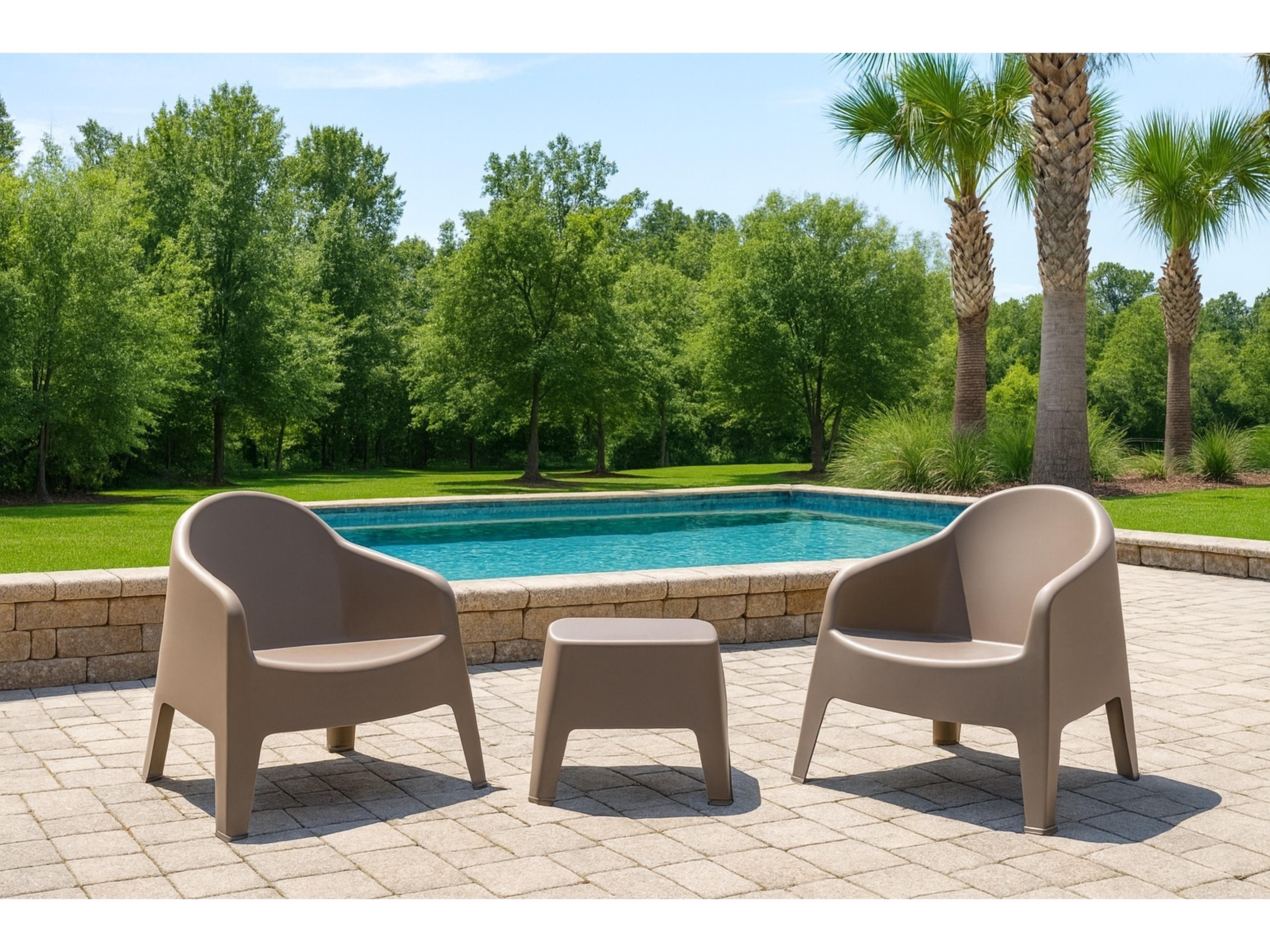 Alfresco Home Taupe Recycled Plastic Lounge Set