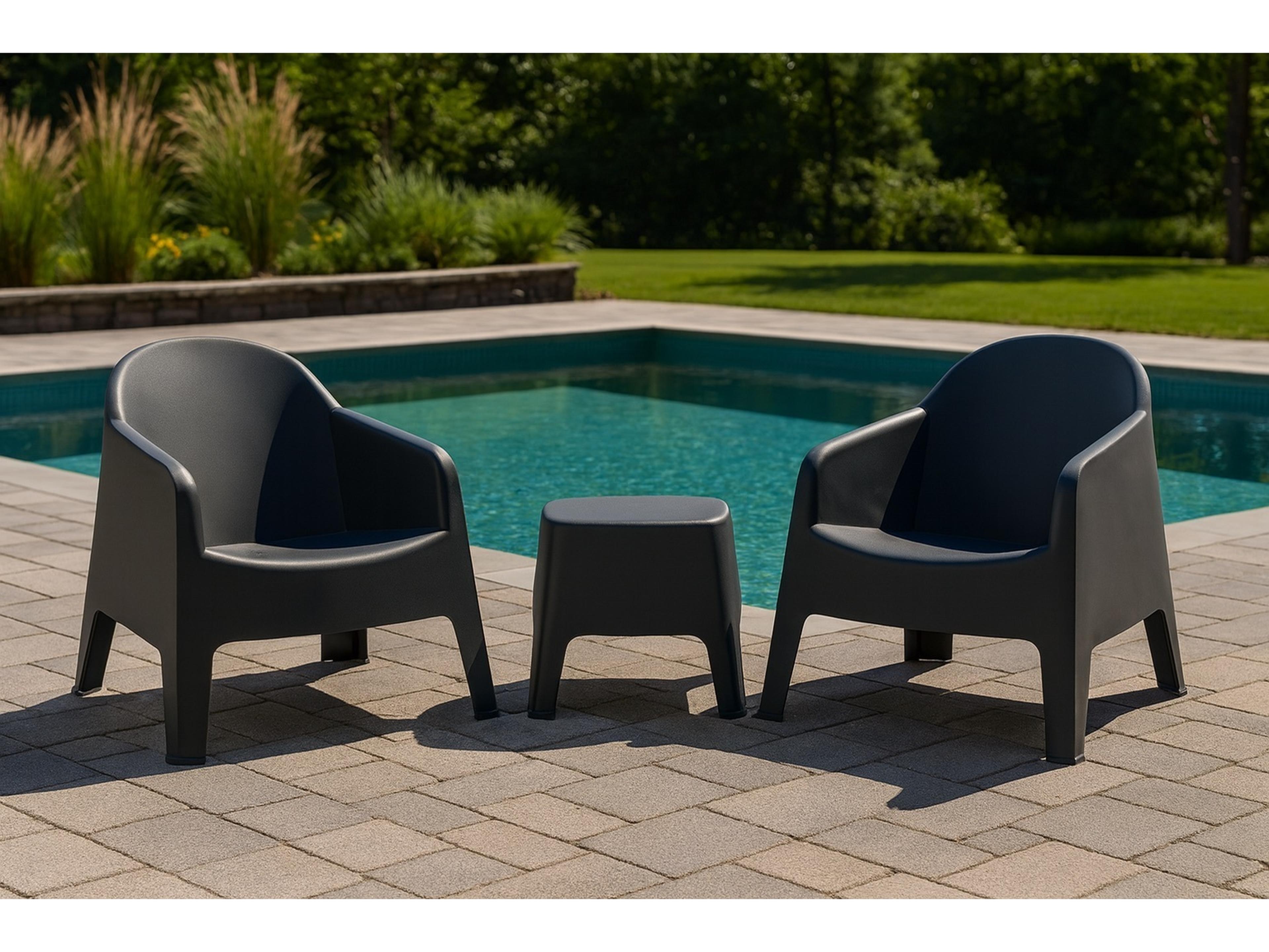 Alfresco Home Charcoal Recycled Plastic Lounge Set