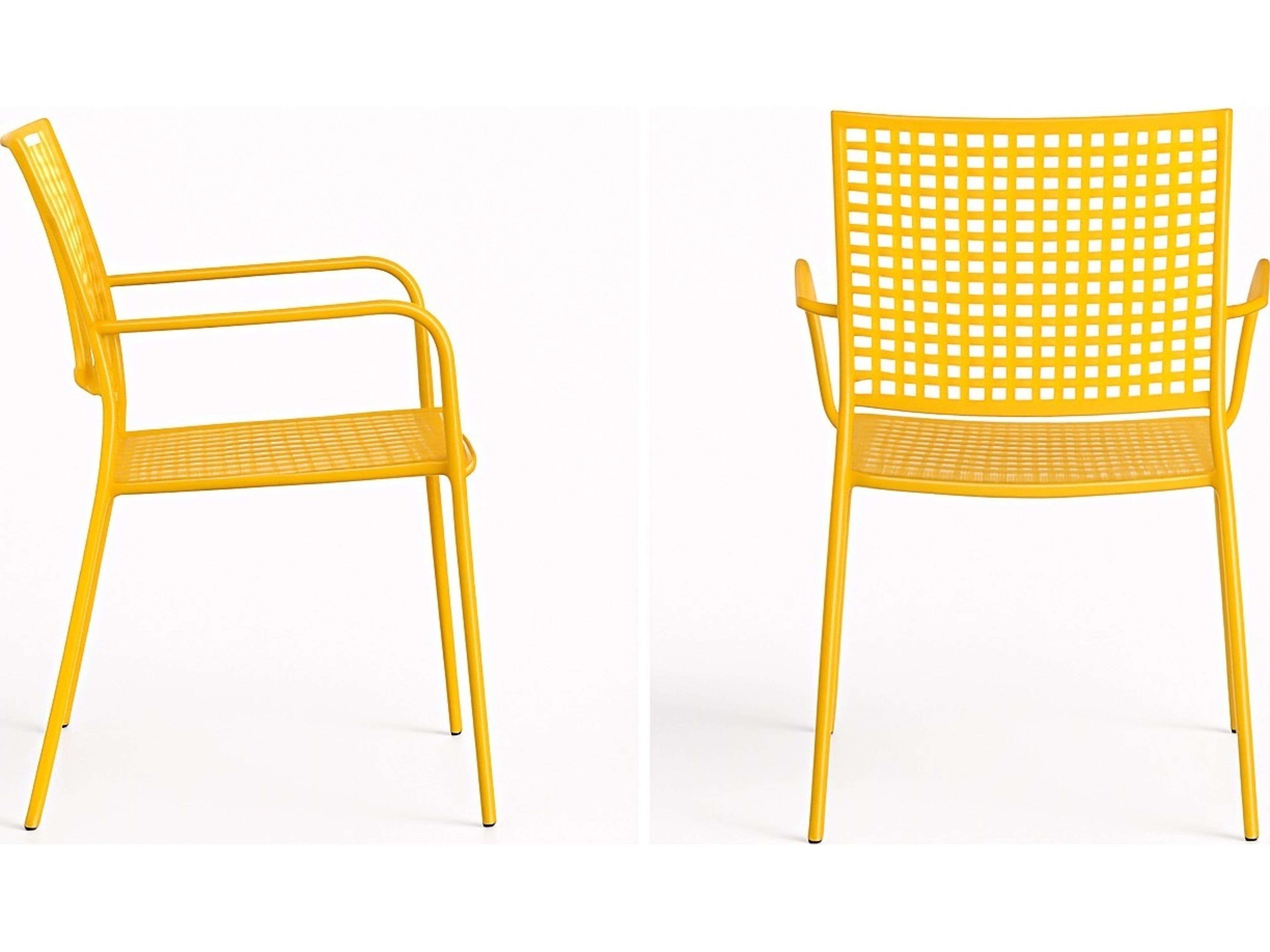Alfresco Home Canary Yellow Wrought Iron Dining Set