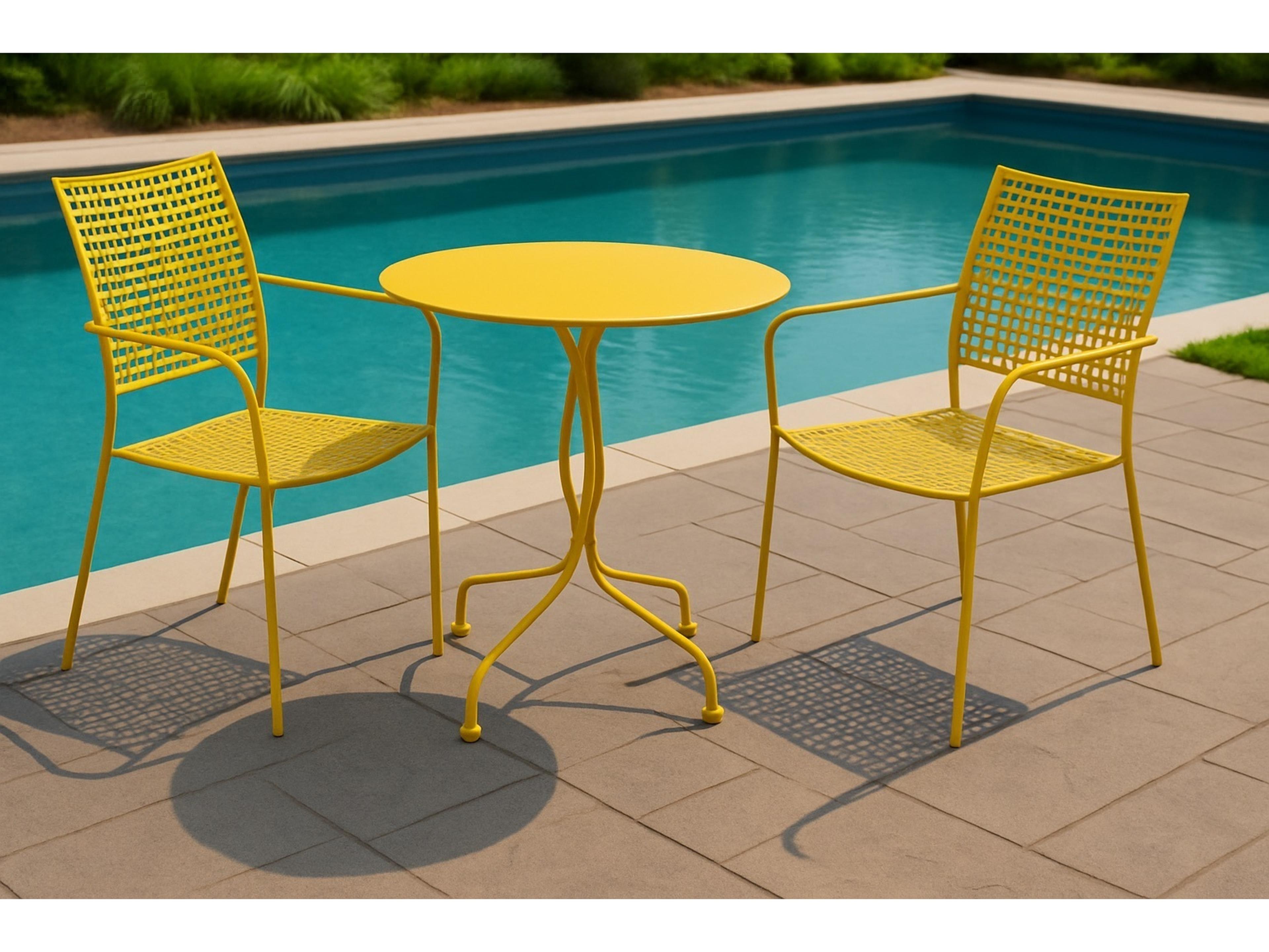 Alfresco Home Canary Yellow Wrought Iron Dining Set