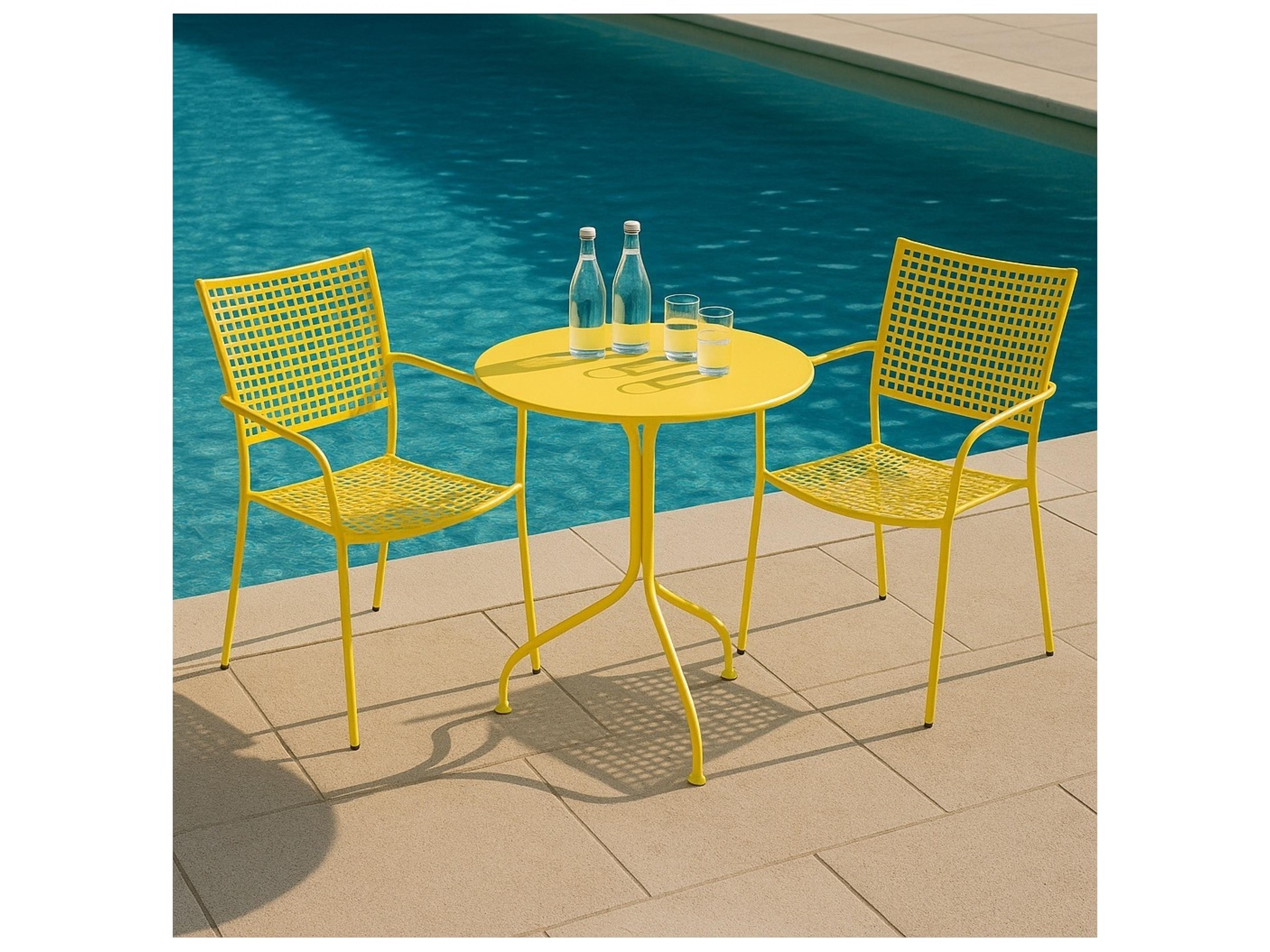 Alfresco Home Canary Yellow Wrought Iron Dining Set