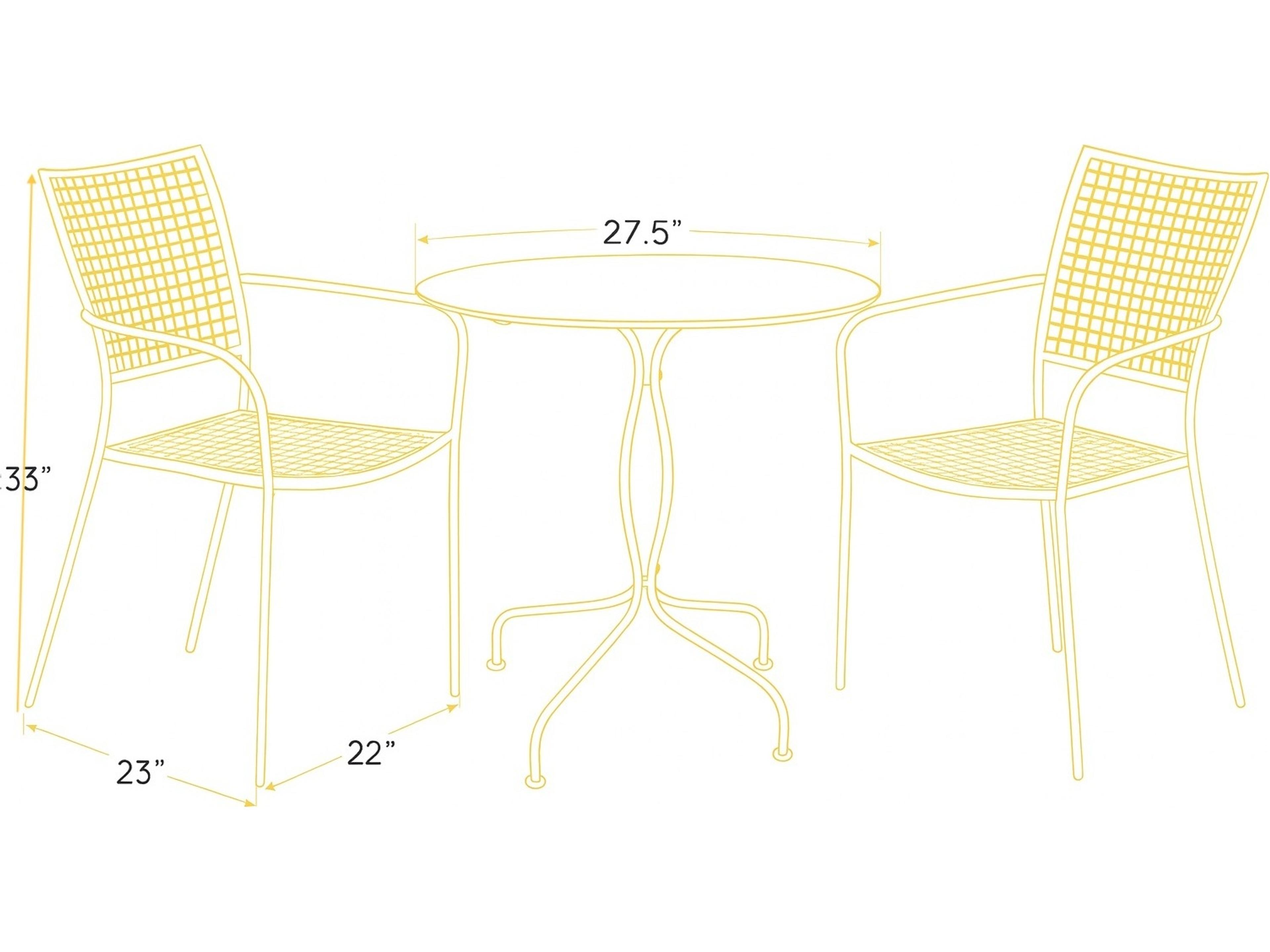 Alfresco Home Canary Yellow Wrought Iron Dining Set