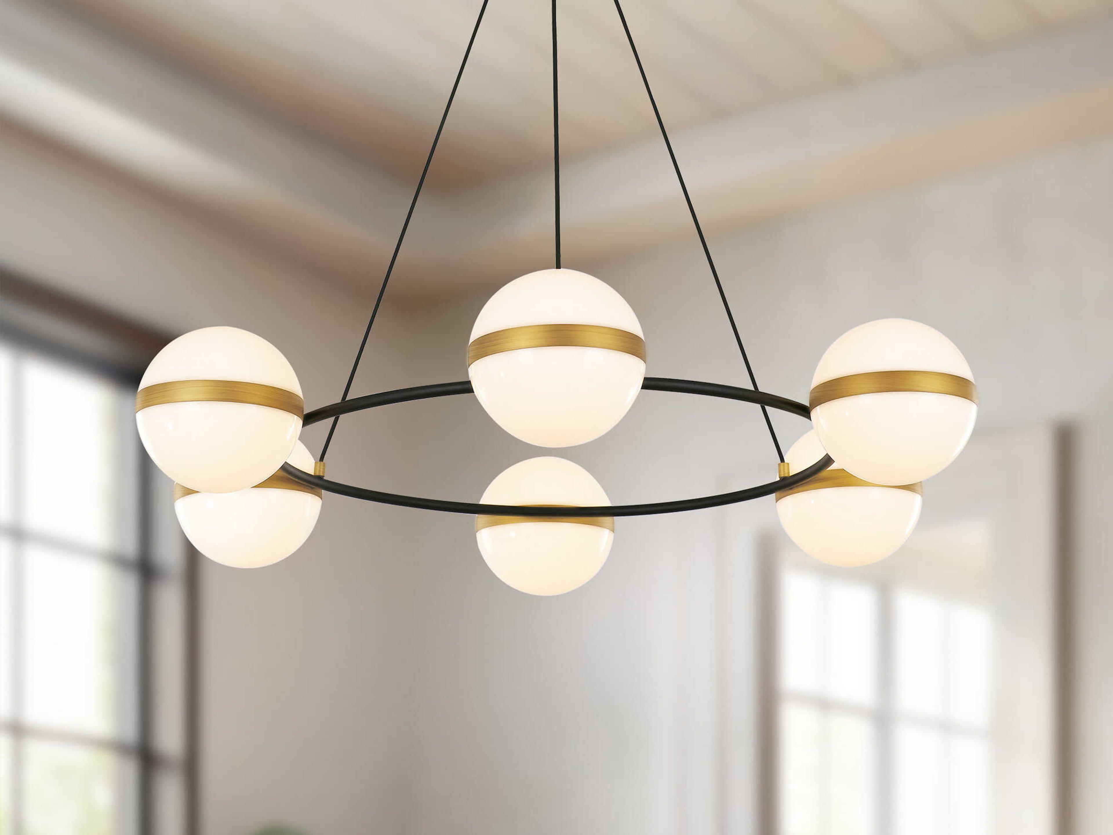 Alora Lighting Tagliato Matte Black Brushed Gold Globe Chandelier