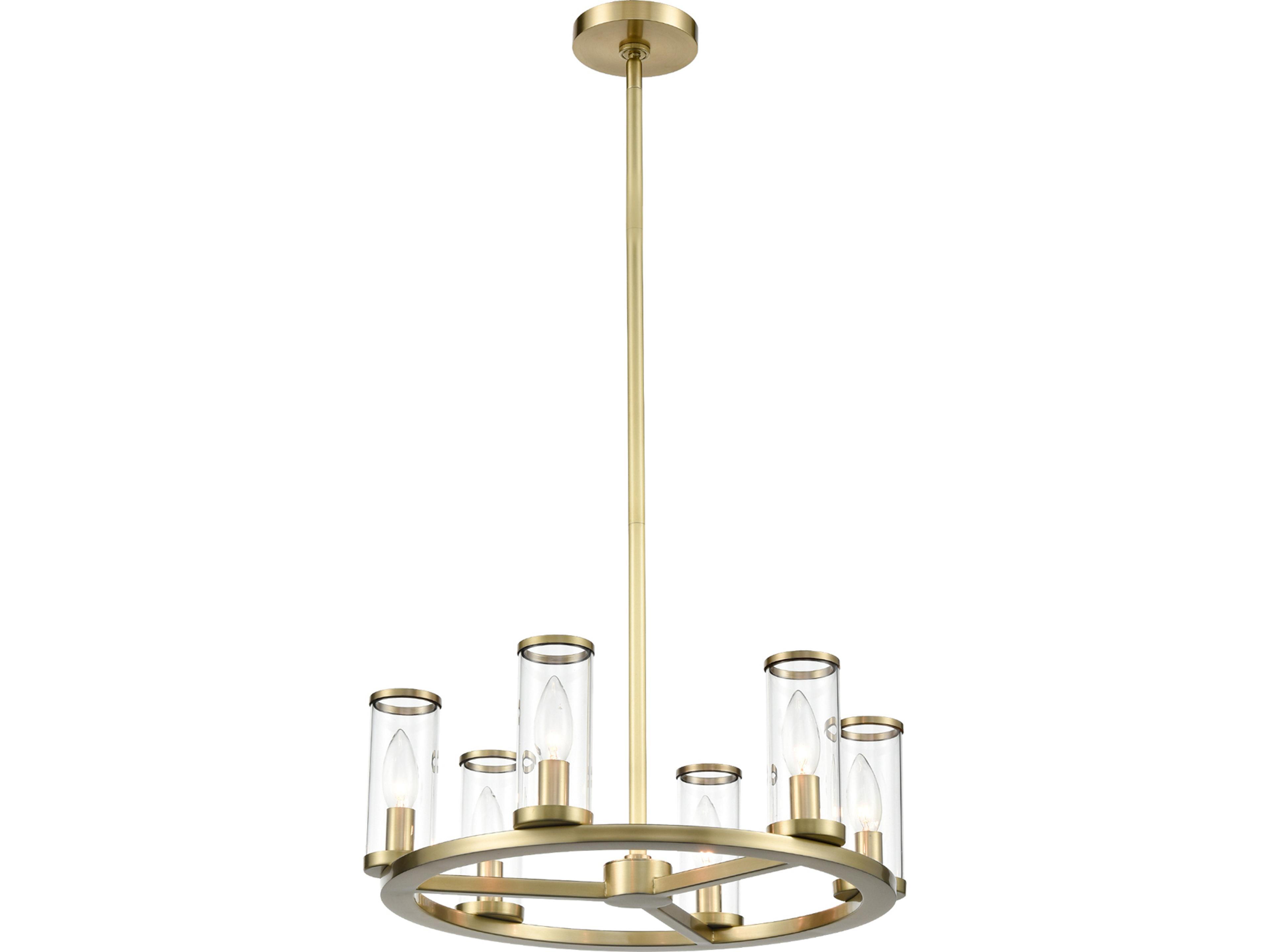 Revolve Chandelier in Natural Brass and Clear Glass