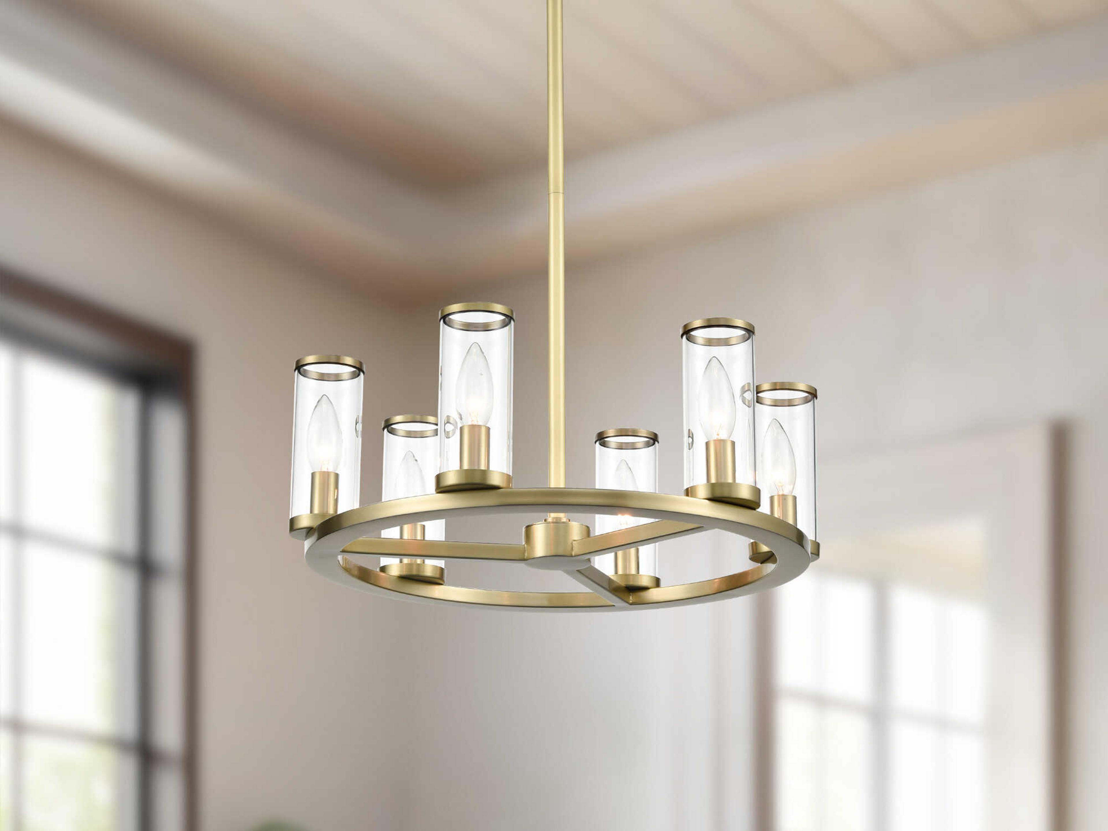 Alora Lighting Revolve 6-Light Natural Brass Cylinder Chandelier