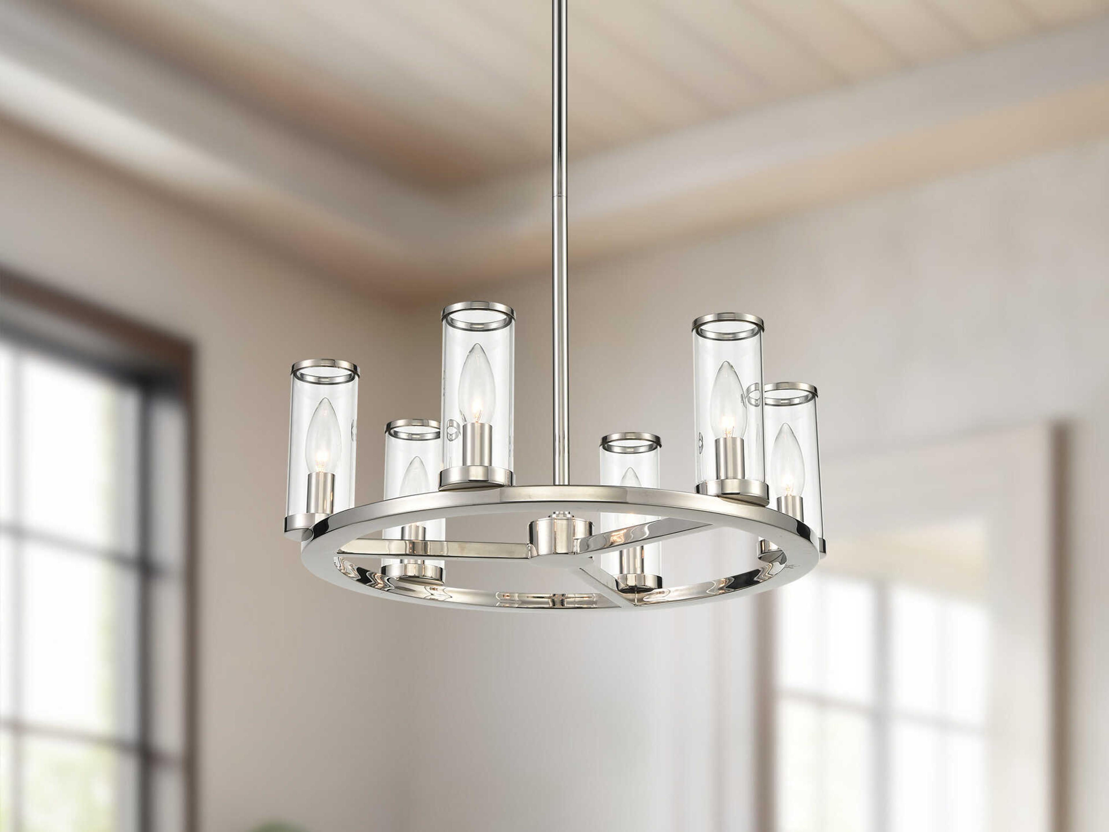 Alora Lighting Revolve 6-Light Polished Nickel Cylinder Chandelier