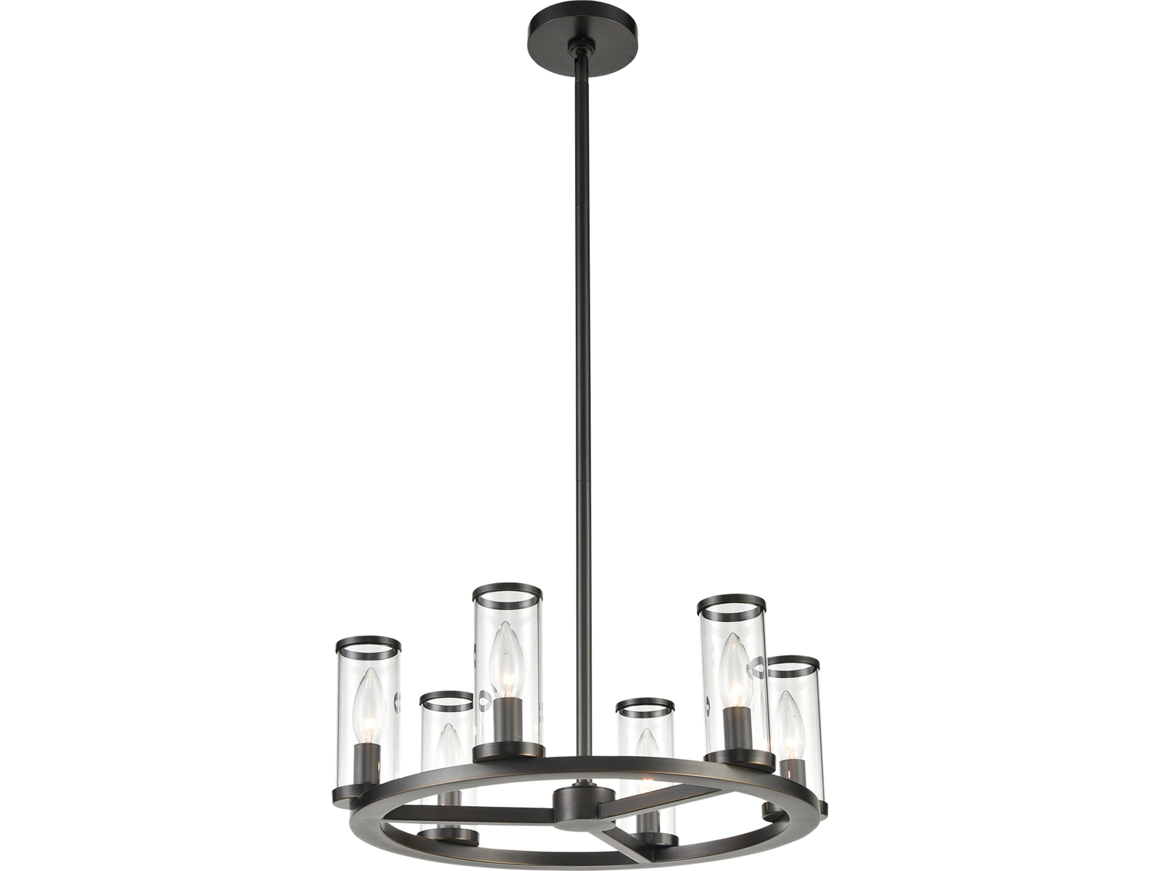 Revolve 6 Light Chandelier in Urban Bronze Modern Fixture
