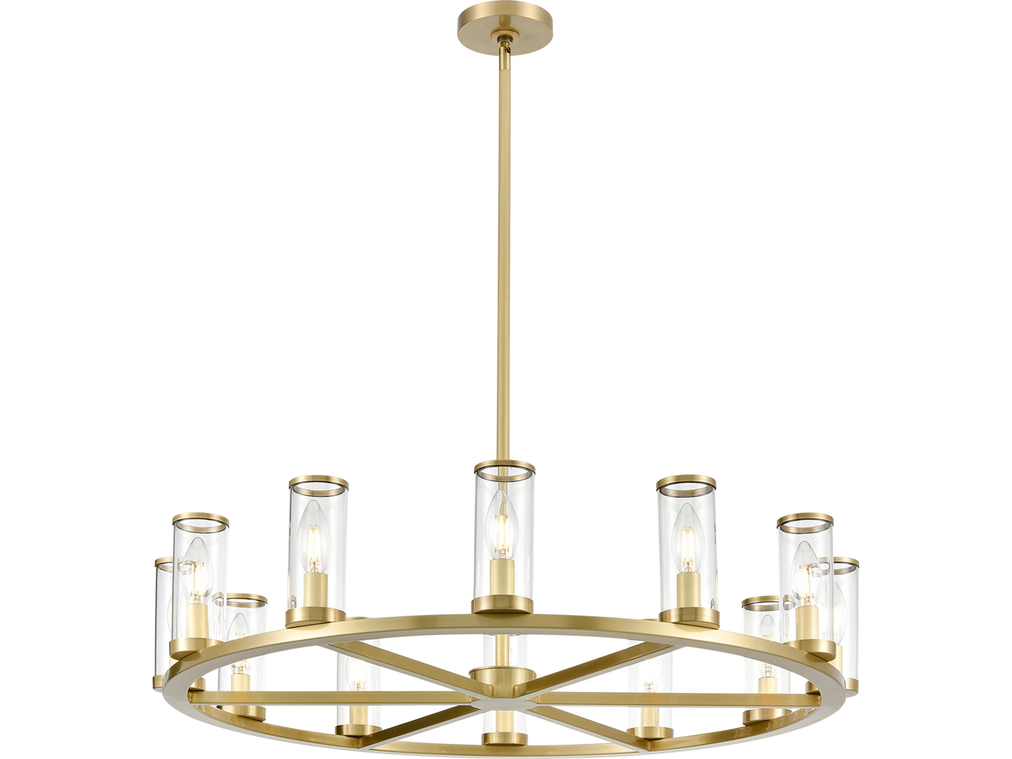 Revolve 12 Light Chandelier in Natural Brass