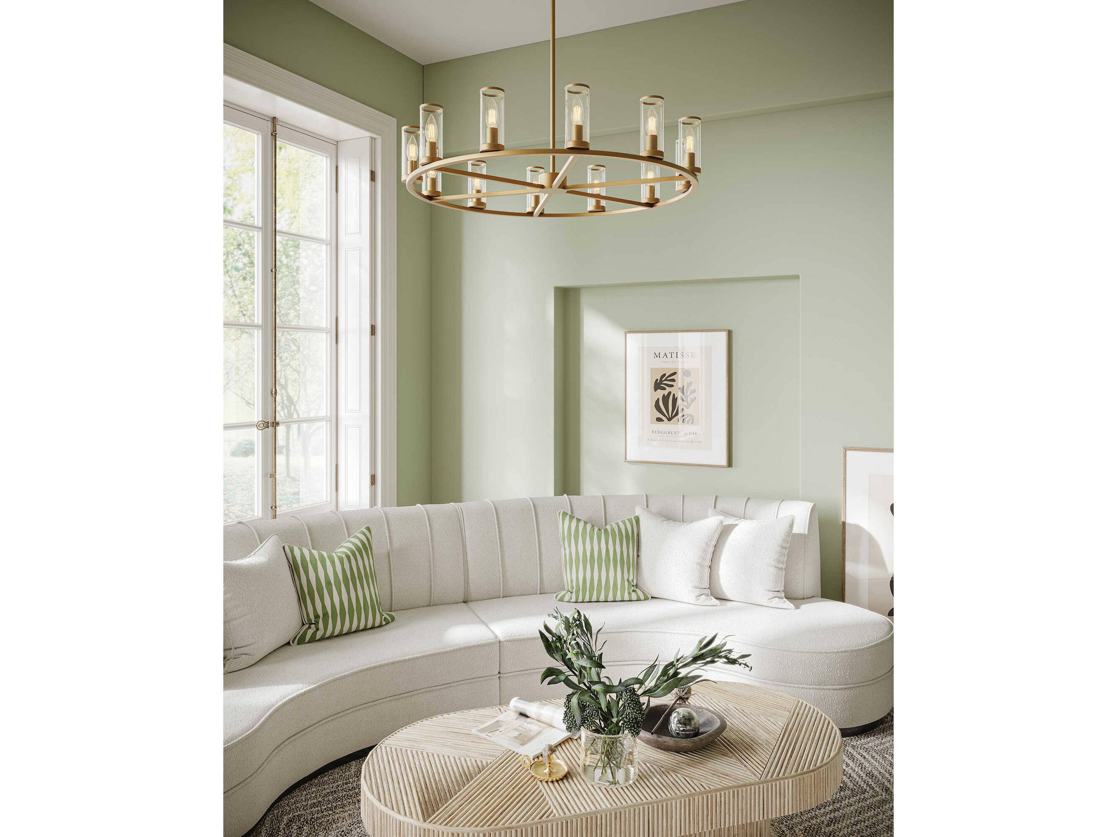 Alora Lighting Revolve 12-Light Natural Brass Cylinder Chandelier