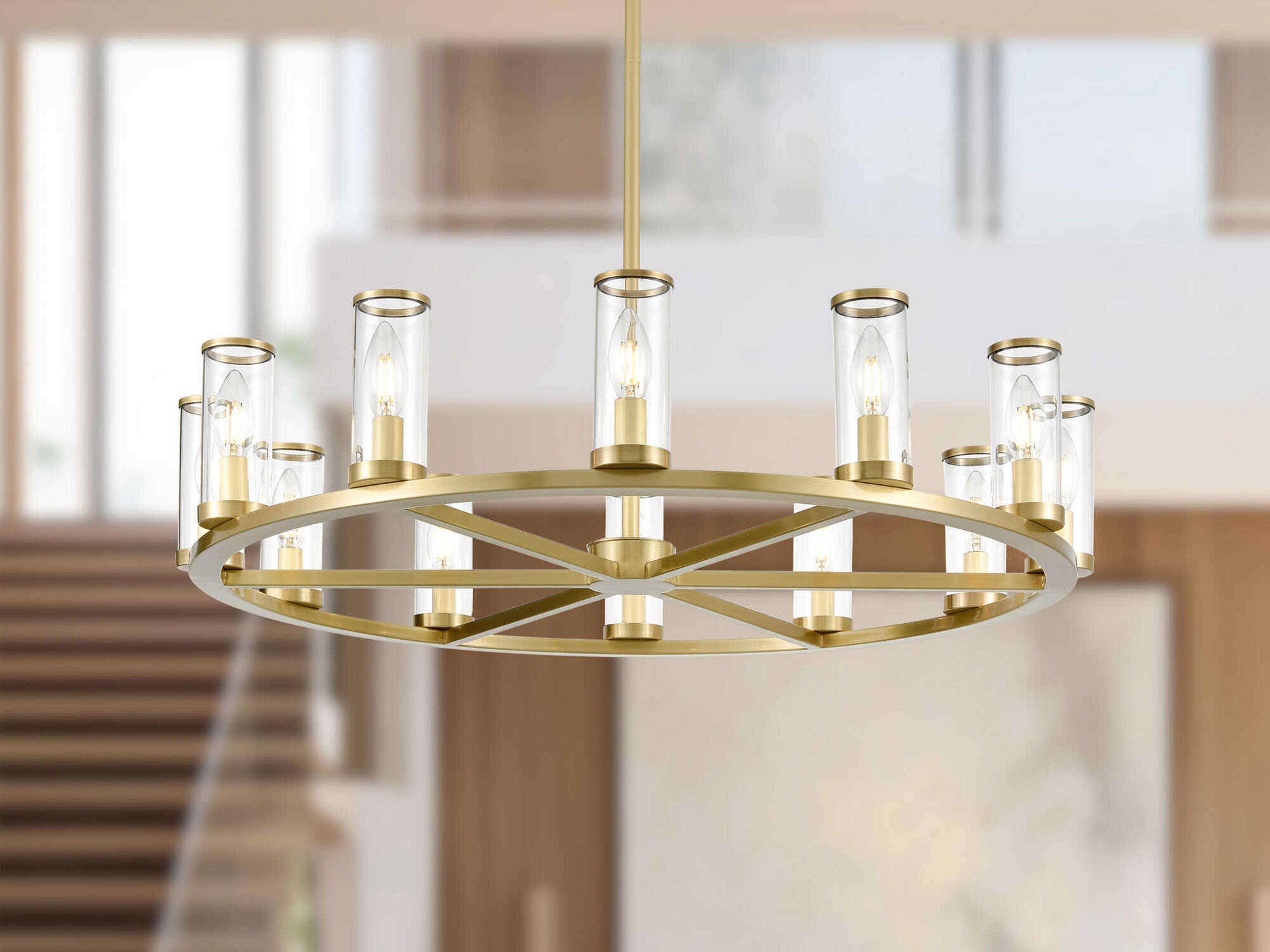 Alora Lighting Revolve 12-Light Natural Brass Cylinder Chandelier
