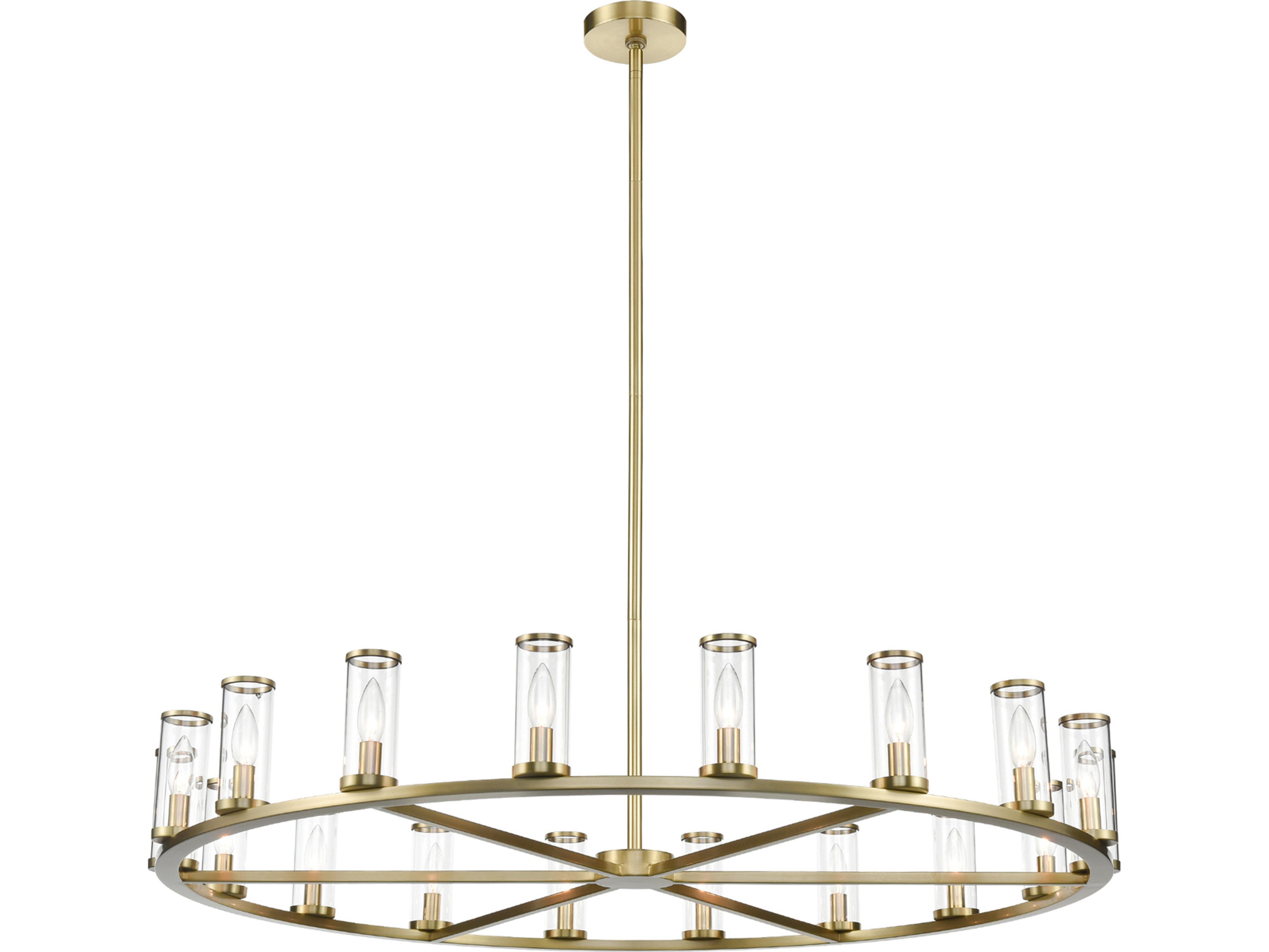 Revolve Chandelier in Natural Brass with Clear Glass