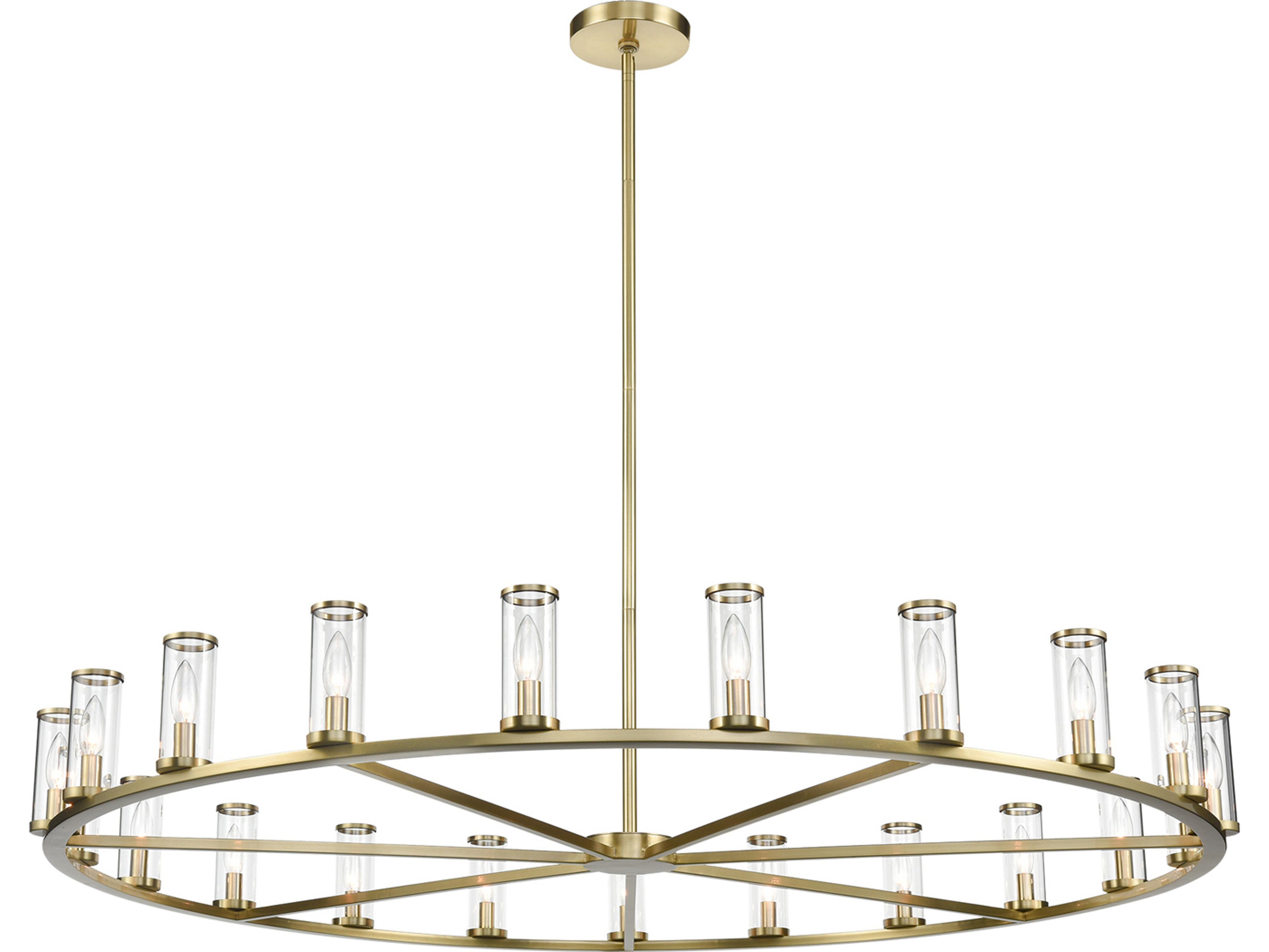 Revolve 21 Light Chandelier in Natural Brass and Clear Glass