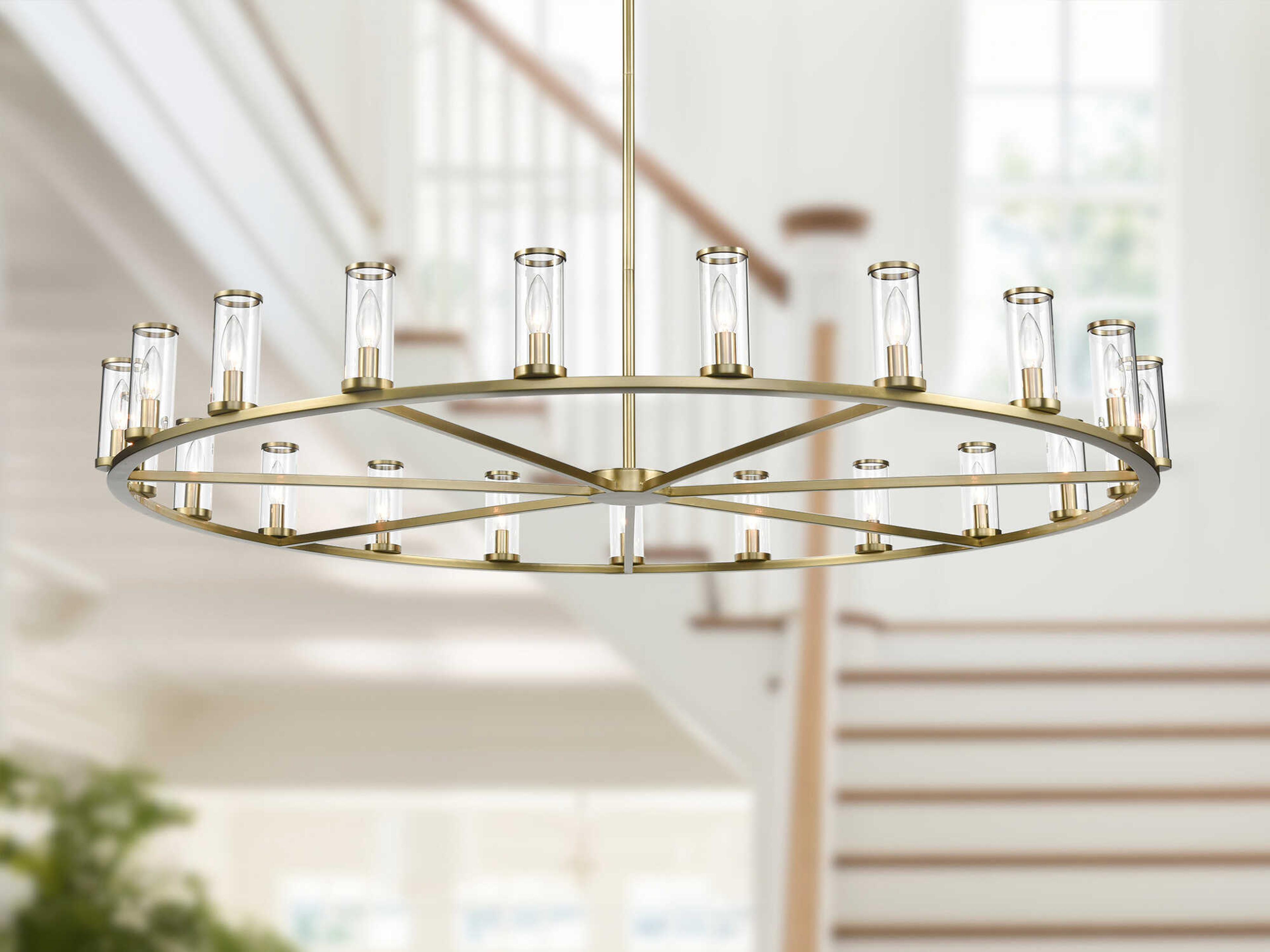 Alora Lighting Revolve 21-Light Natural Brass Cylinder Chandelier