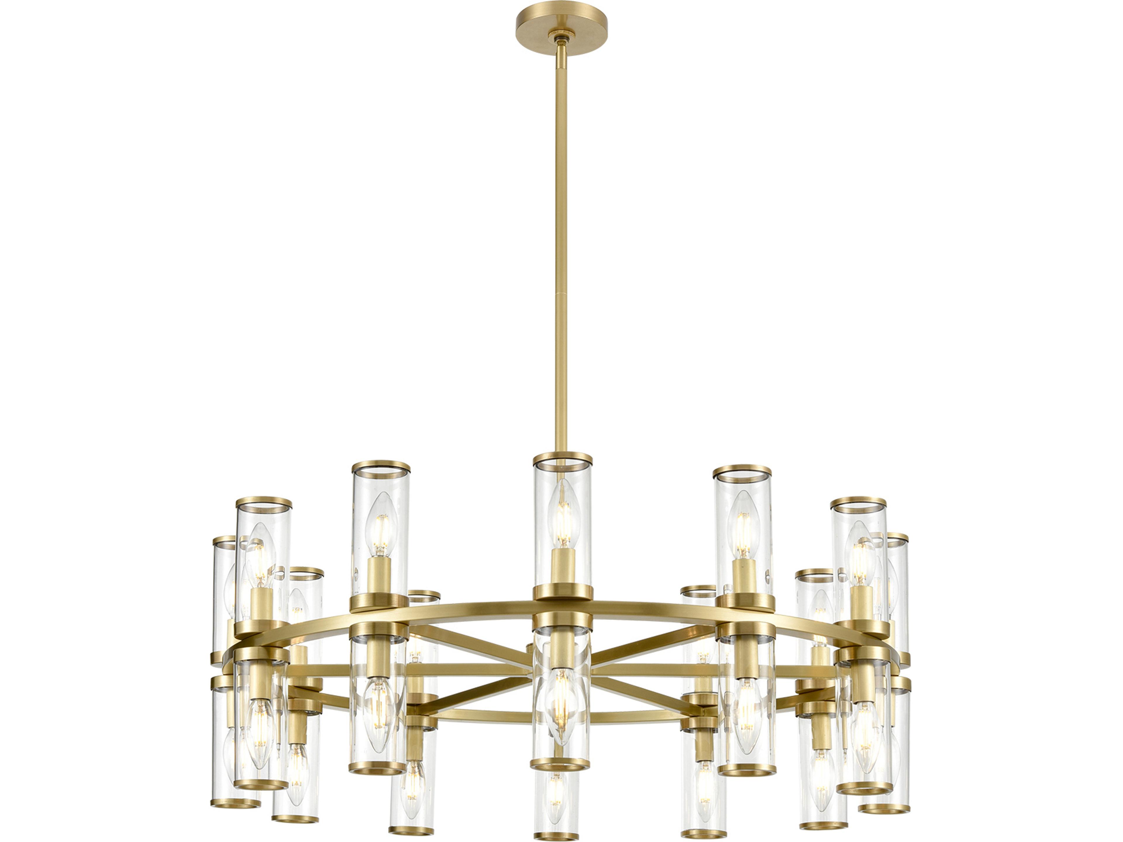 Revolve 24-Light Chandelier in Natural Brass with Clear Glass