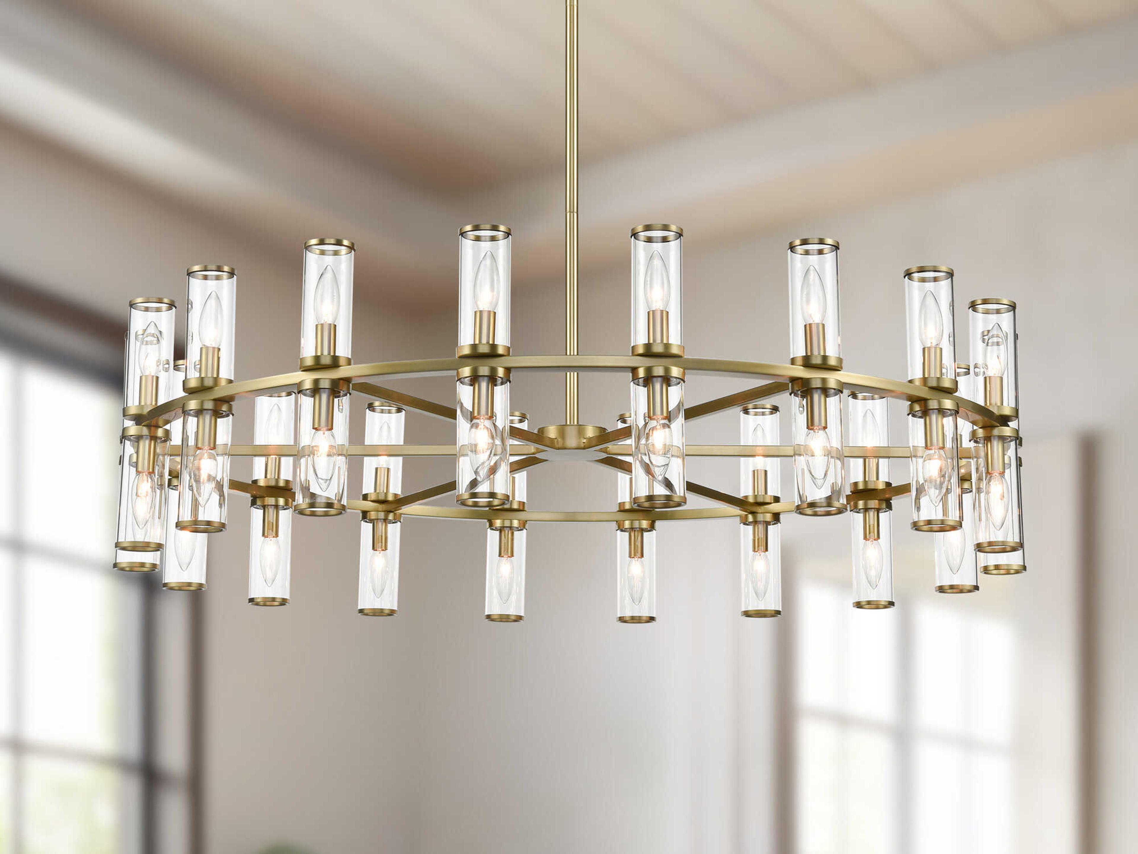 Alora Lighting Revolve 36-Light Natural Brass Cylinder Chandelier
