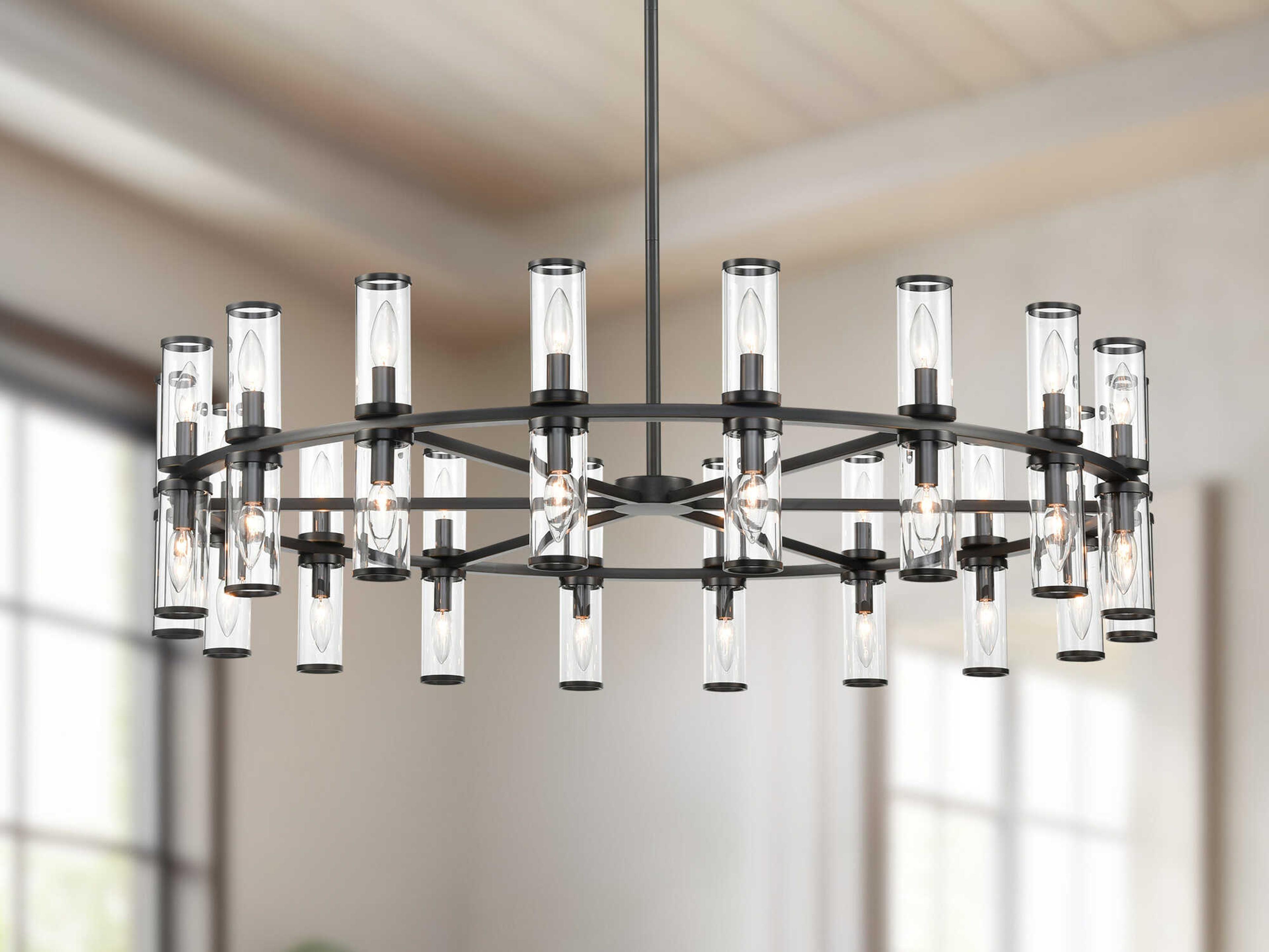 Alora Lighting Revolve 36-Light Urban Bronze Black Cylinder Chandelier