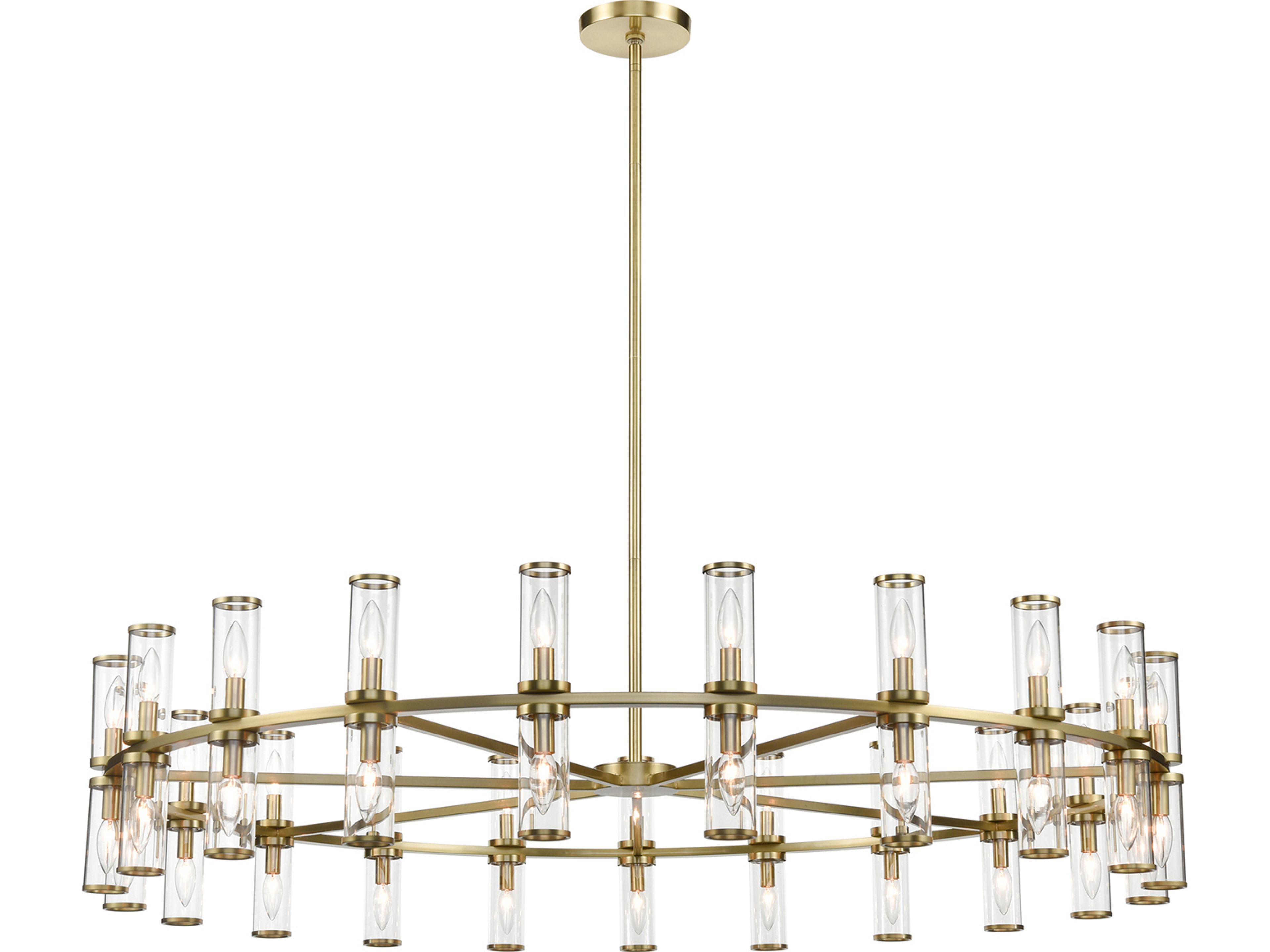 Revolve 42 Light Chandelier in Natural Brass Elegant