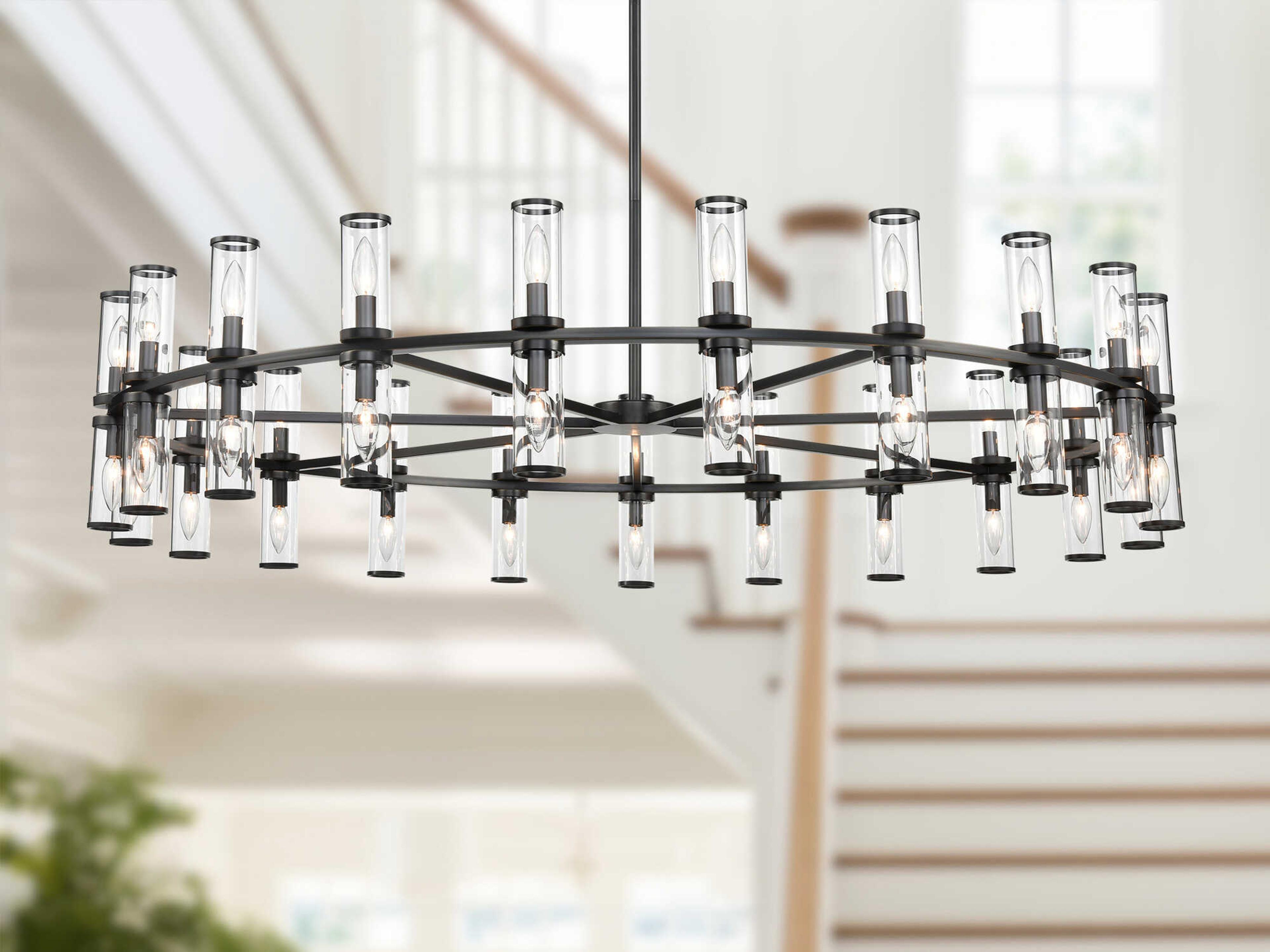 Alora Lighting Revolve 42-Light Urban Bronze Black Cylinder Chandelier