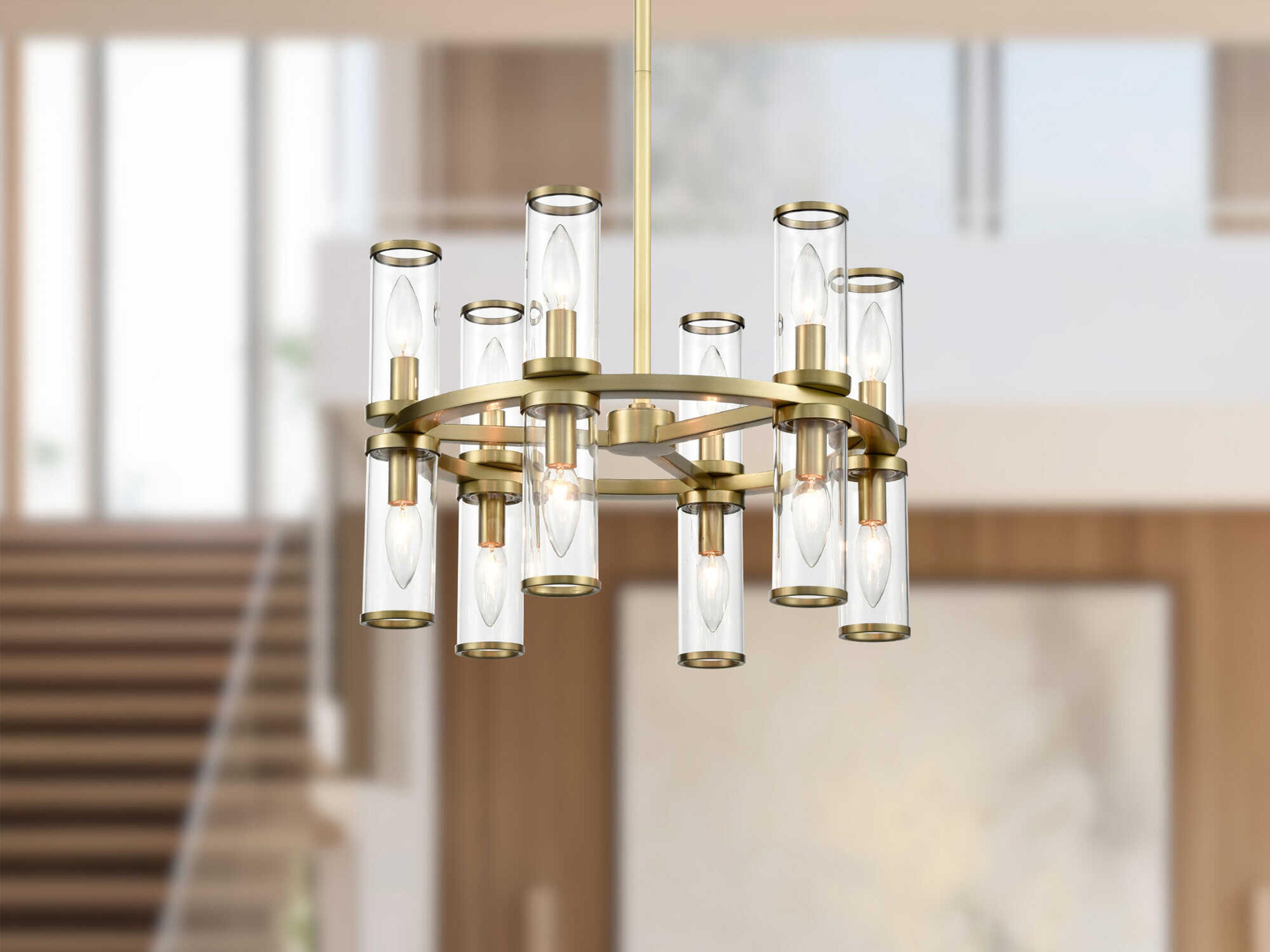 Alora Lighting Revolve 12-Light Natural Brass Cylinder Chandelier