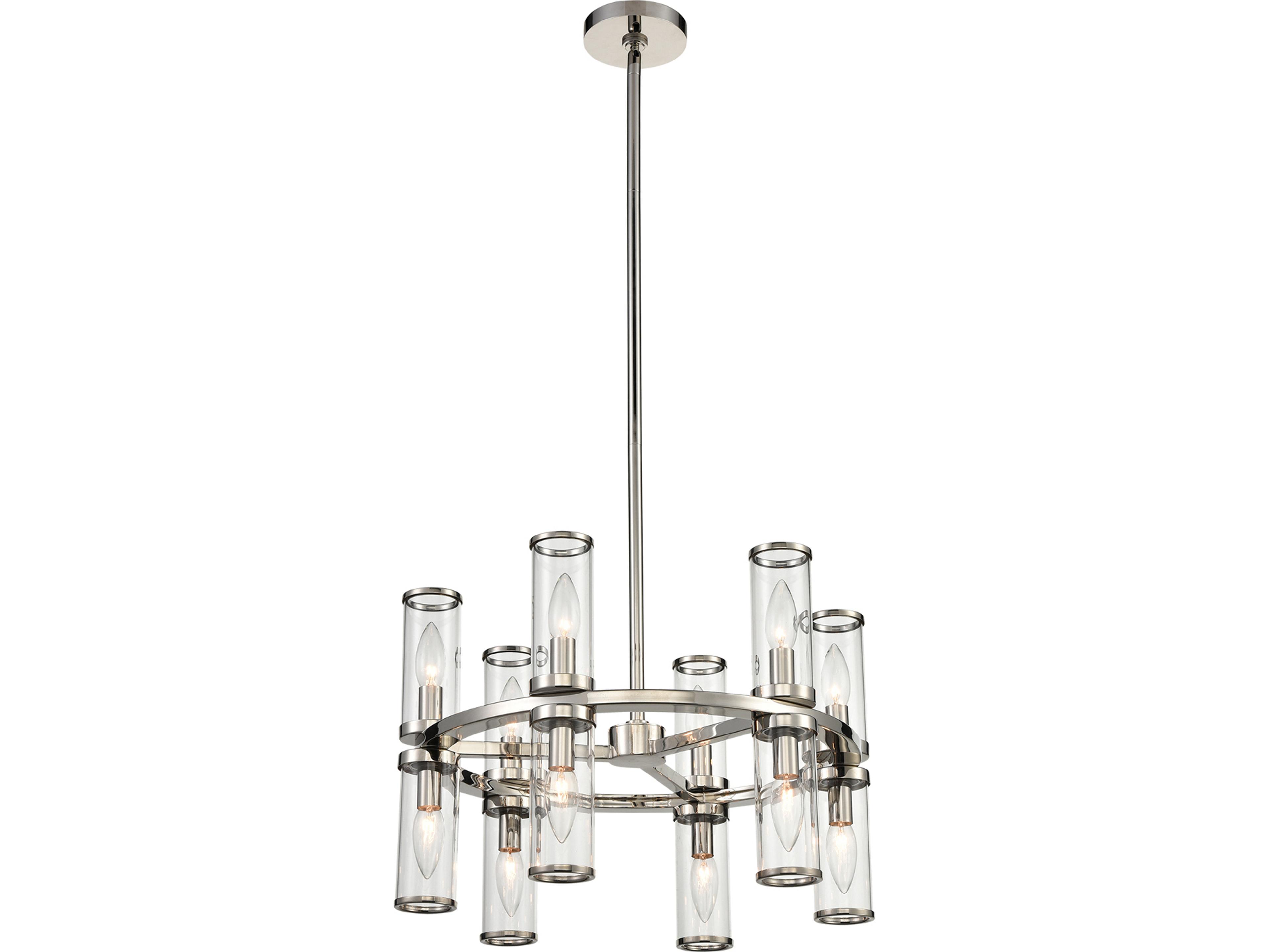 Revolve 12-Light Chandelier in Polished Nickel and Clear Glass