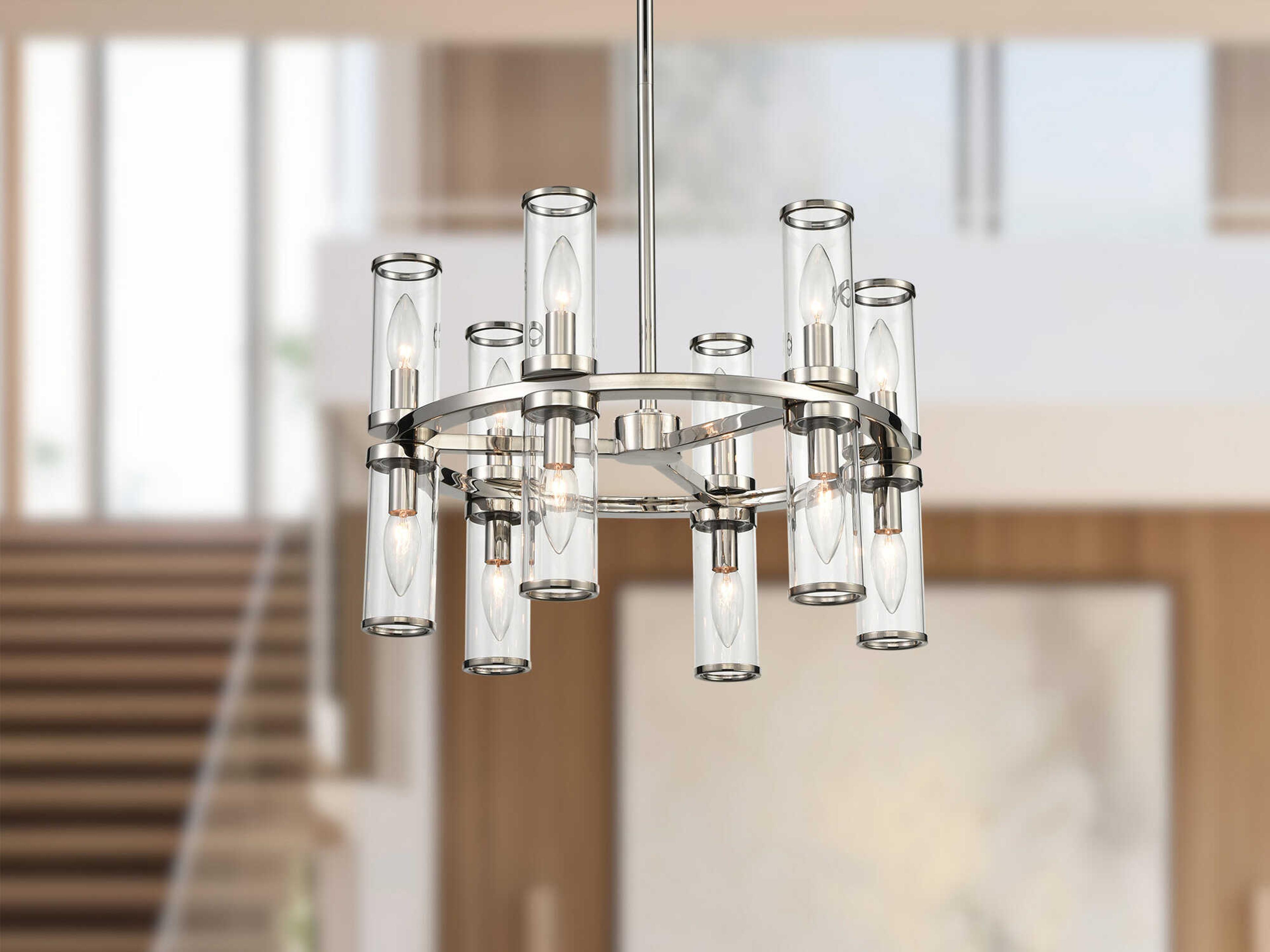Alora Lighting Revolve 12-Light Polished Nickel Cylinder Chandelier