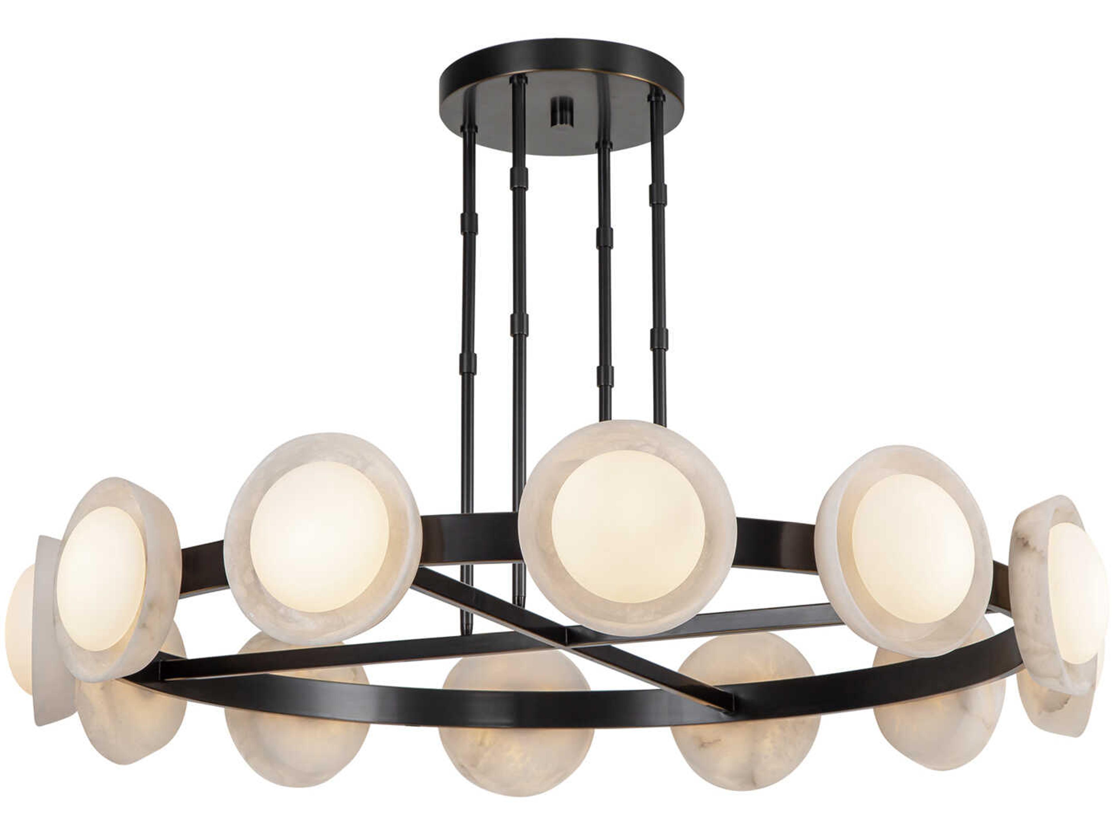 Alonso LED Chandelier Urban Bronze and Alabaster