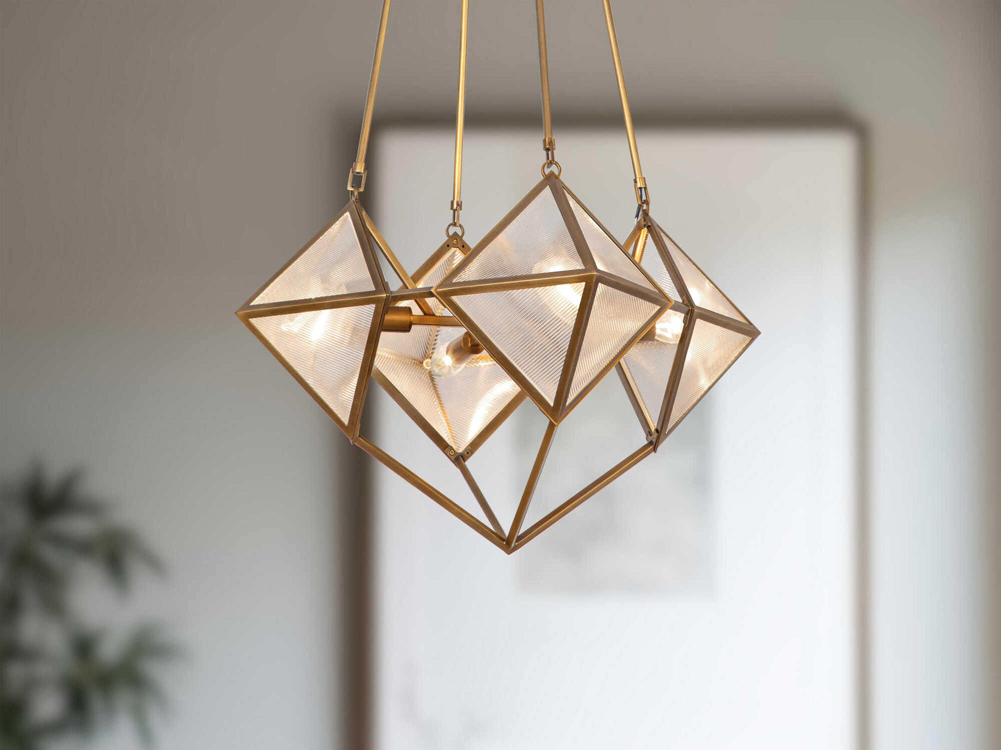 Alora Lighting Cairo 4-Light Vintage Brass Geometric Chandelier