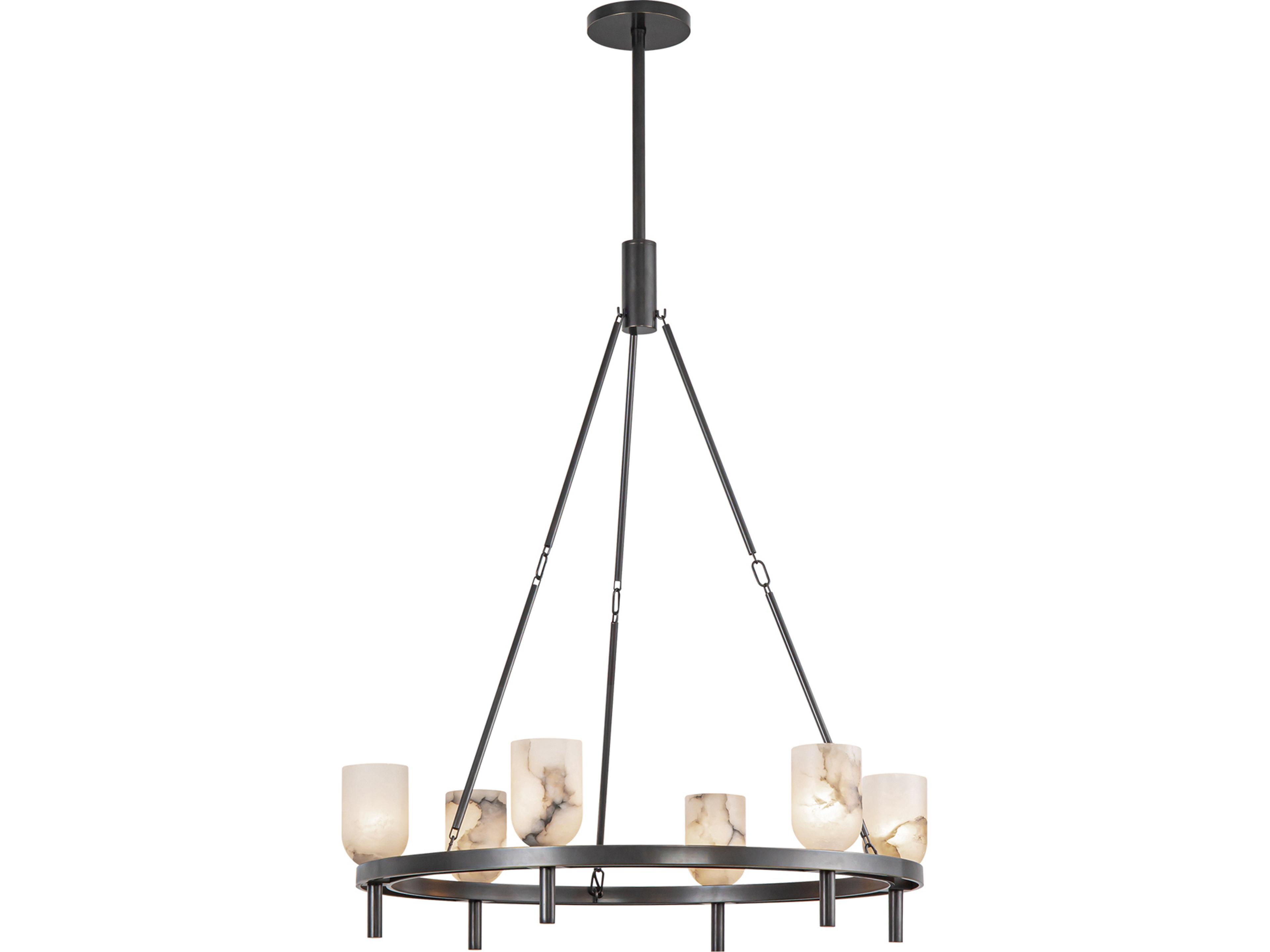 Lucian Round Chandelier in Urban Bronze with Alabaster Shades