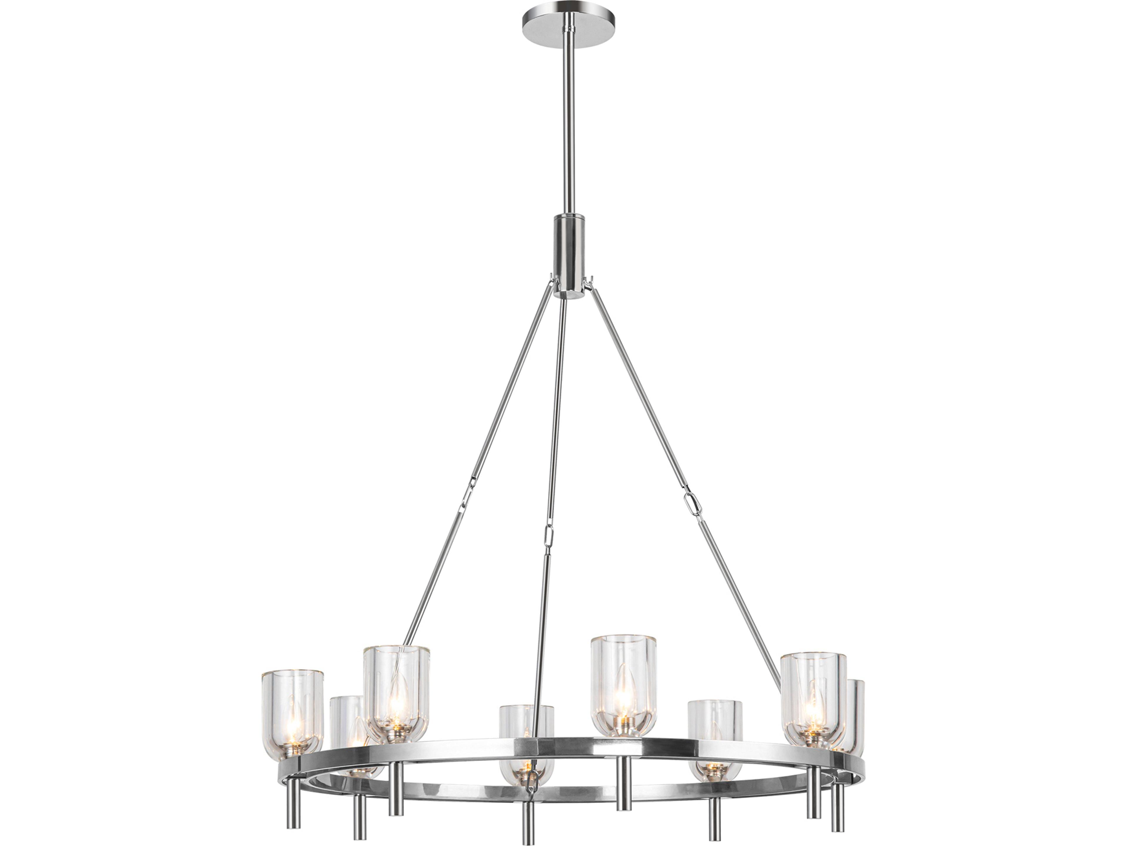 Lucian 8 Light Chandelier in Polished Nickel and Clear Crystal