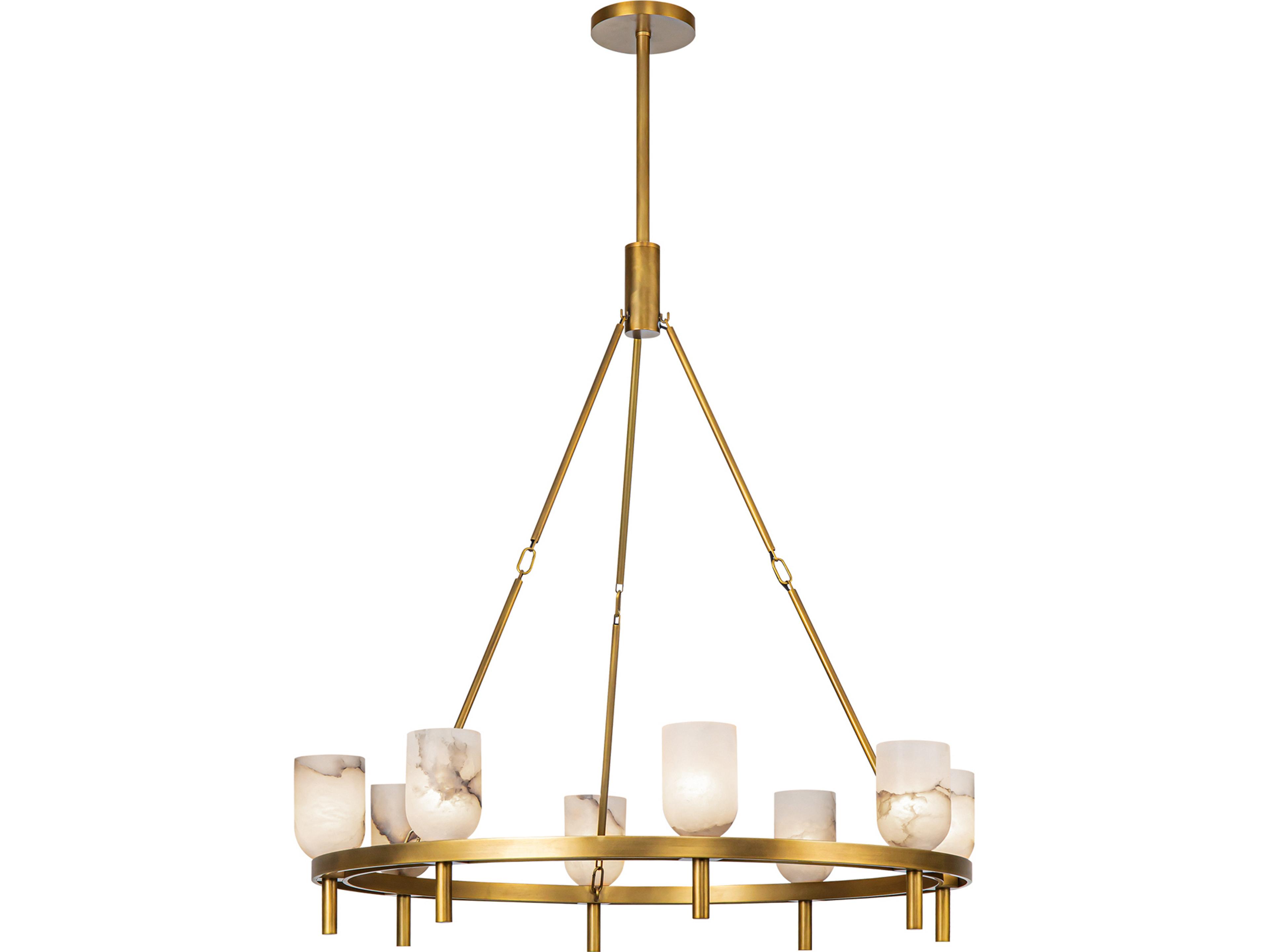 Lucian Chandelier in Vintage Brass with Alabaster Shades