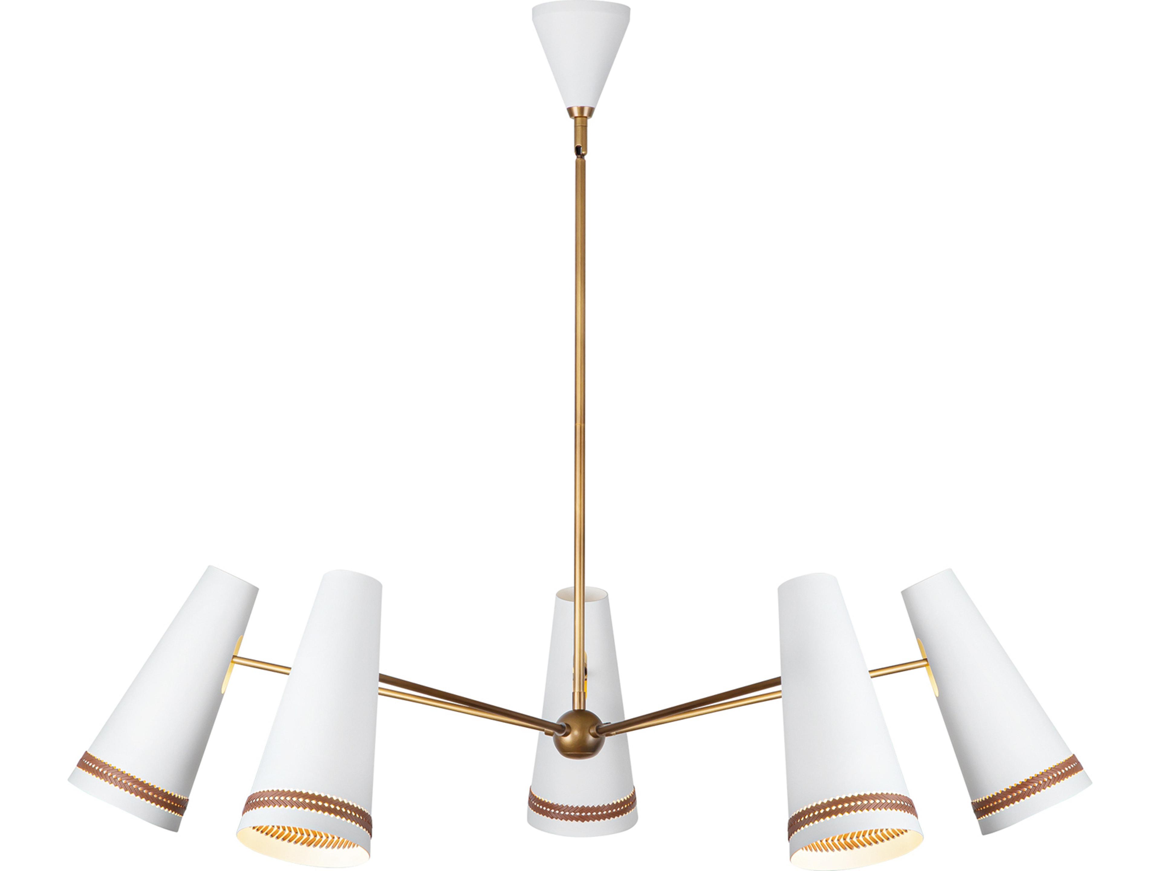 Brickell 5-Light Chandelier Mid-Century Modern with Leather Accents