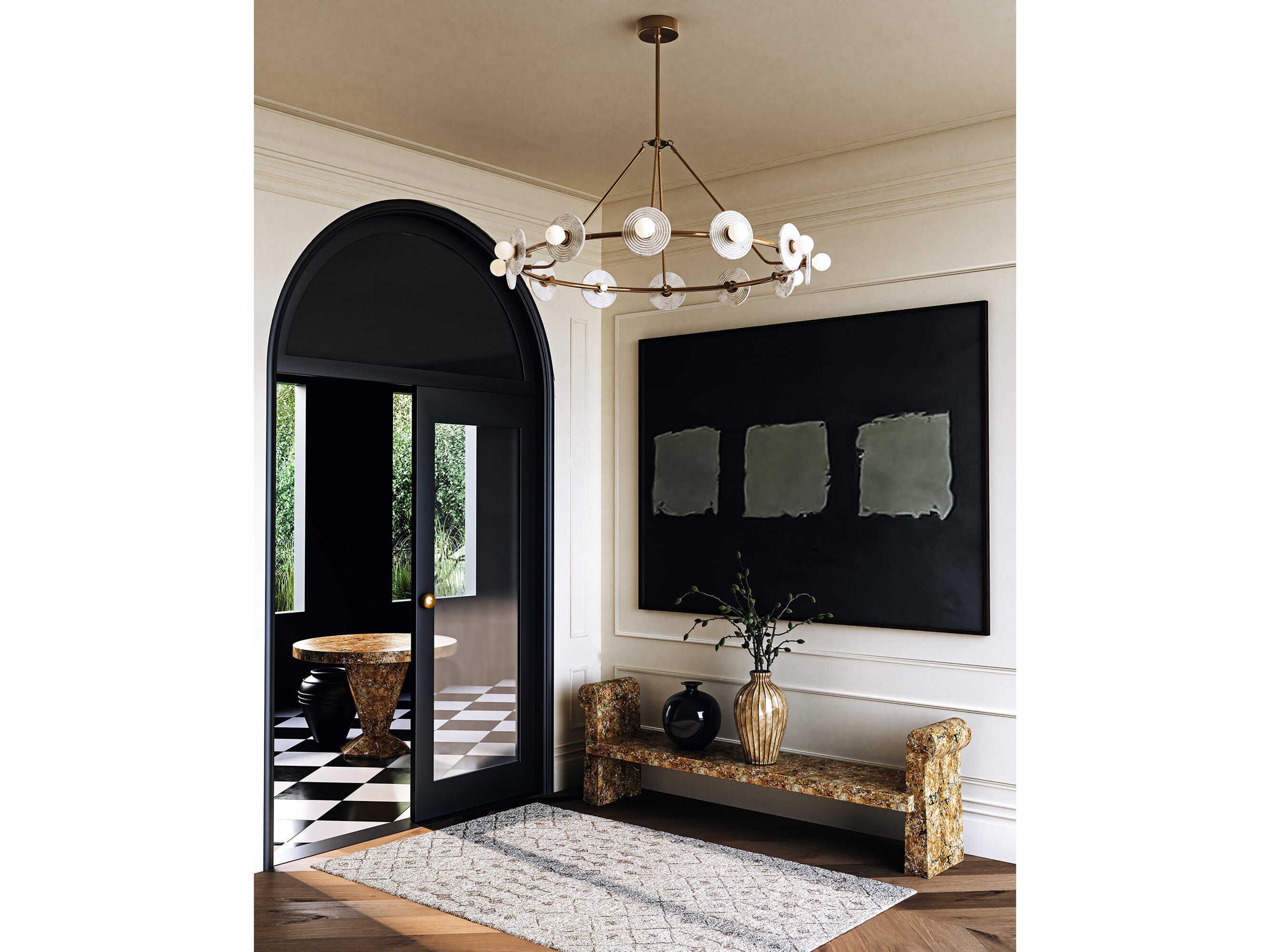 Alora Lighting Dahlia Vintage Brass Round Chandelier