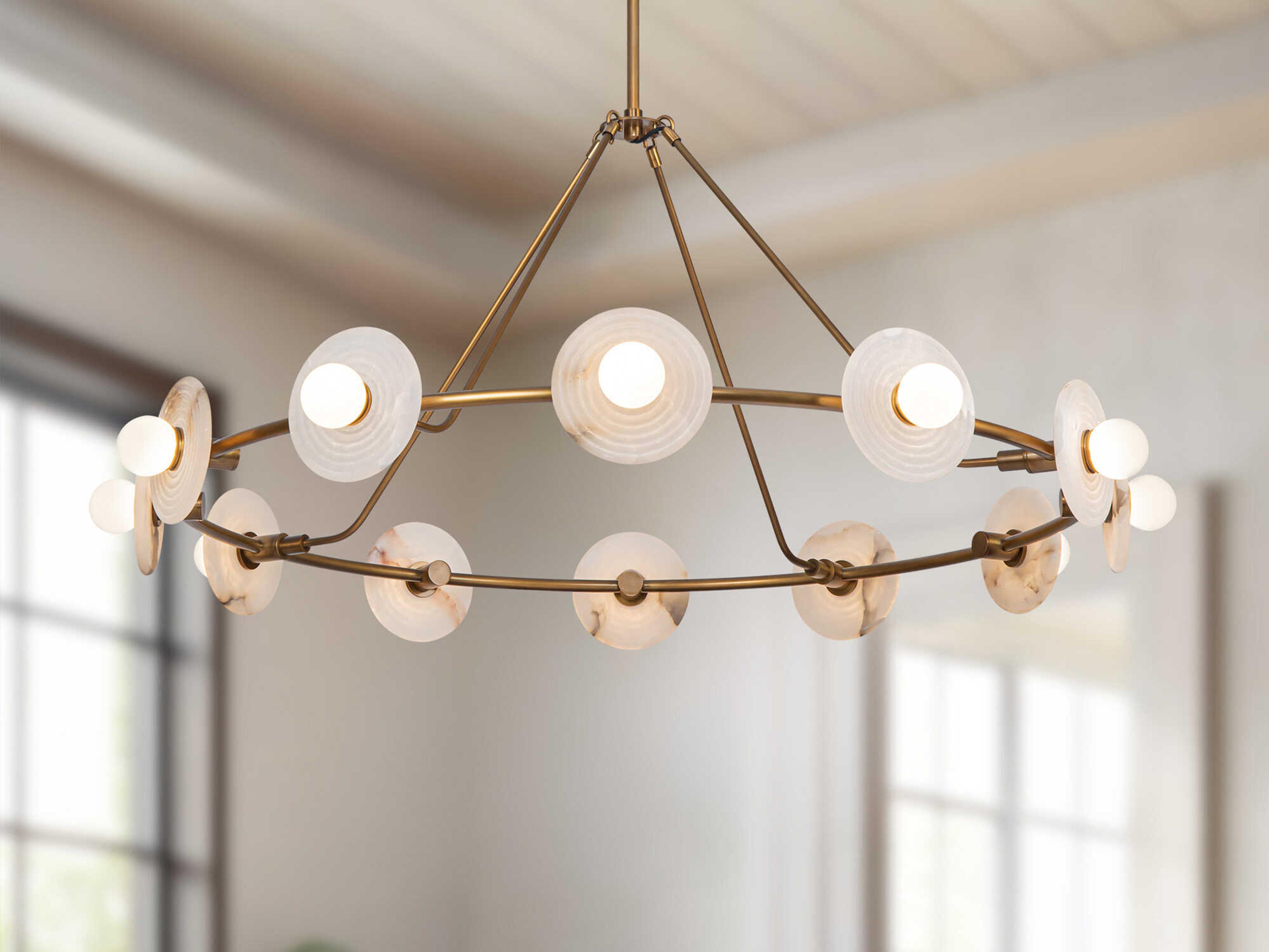 Alora Lighting Dahlia Vintage Brass Round Chandelier