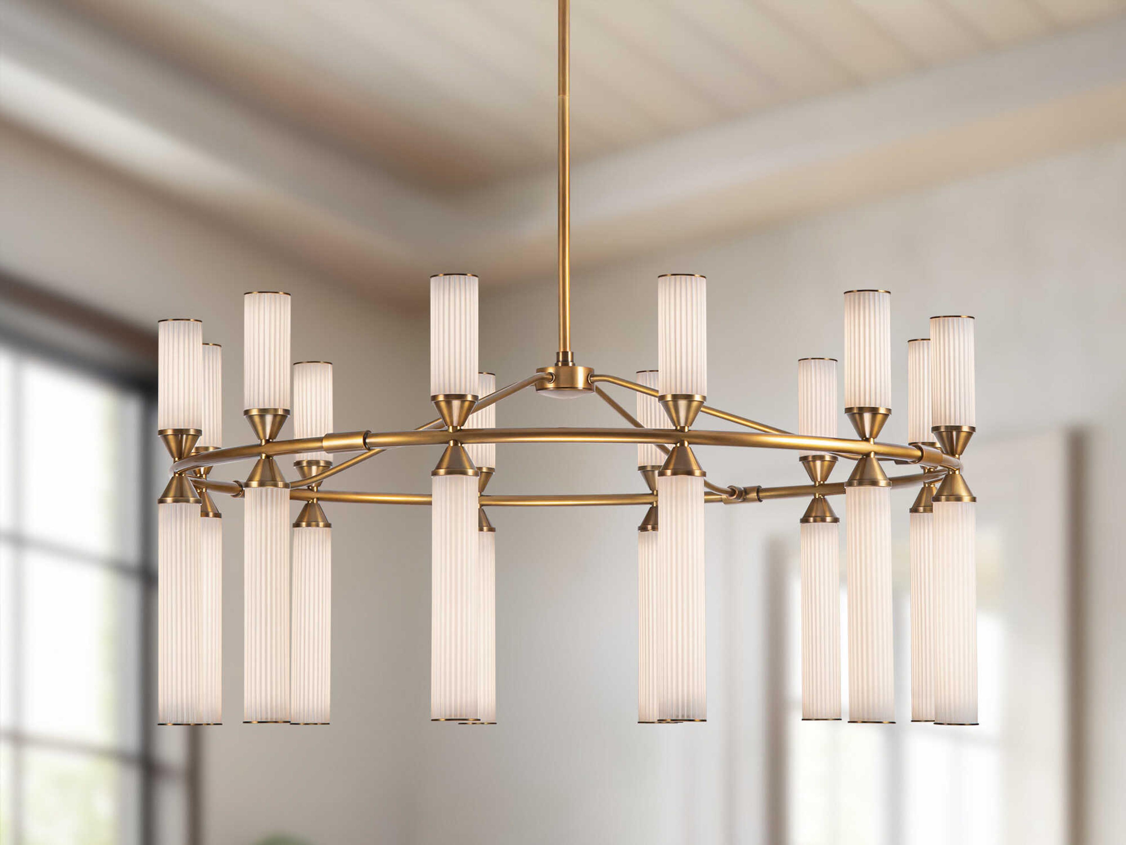 Alora Lighting Edwin Vintage Brass Geometric Chandelier