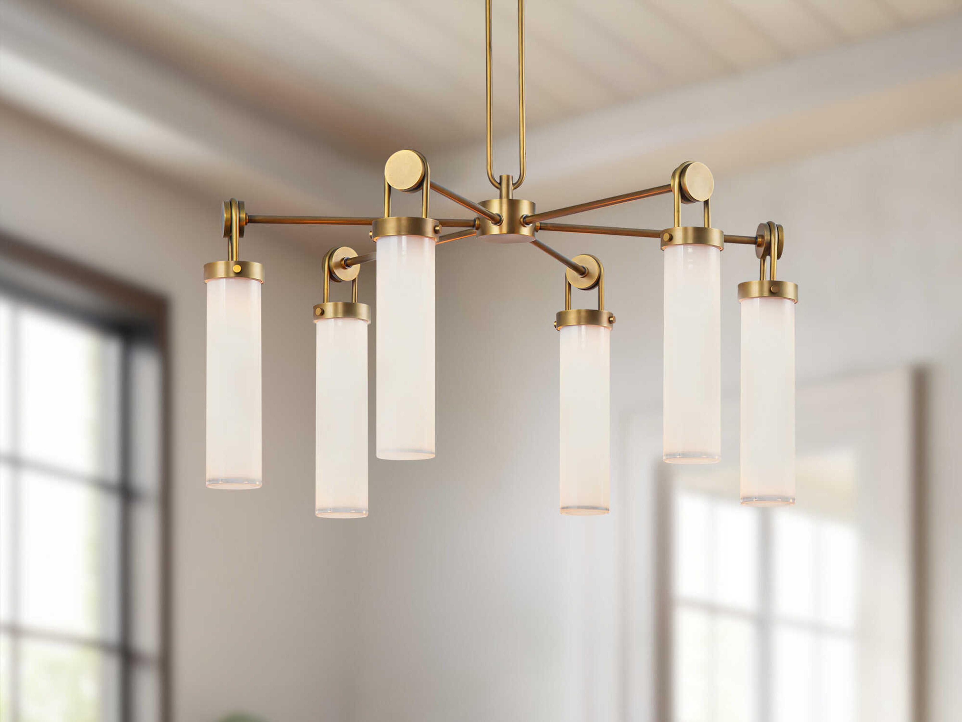 Alora Lighting Wynwood 6-Light Vintage Brass Cylinder Chandelier