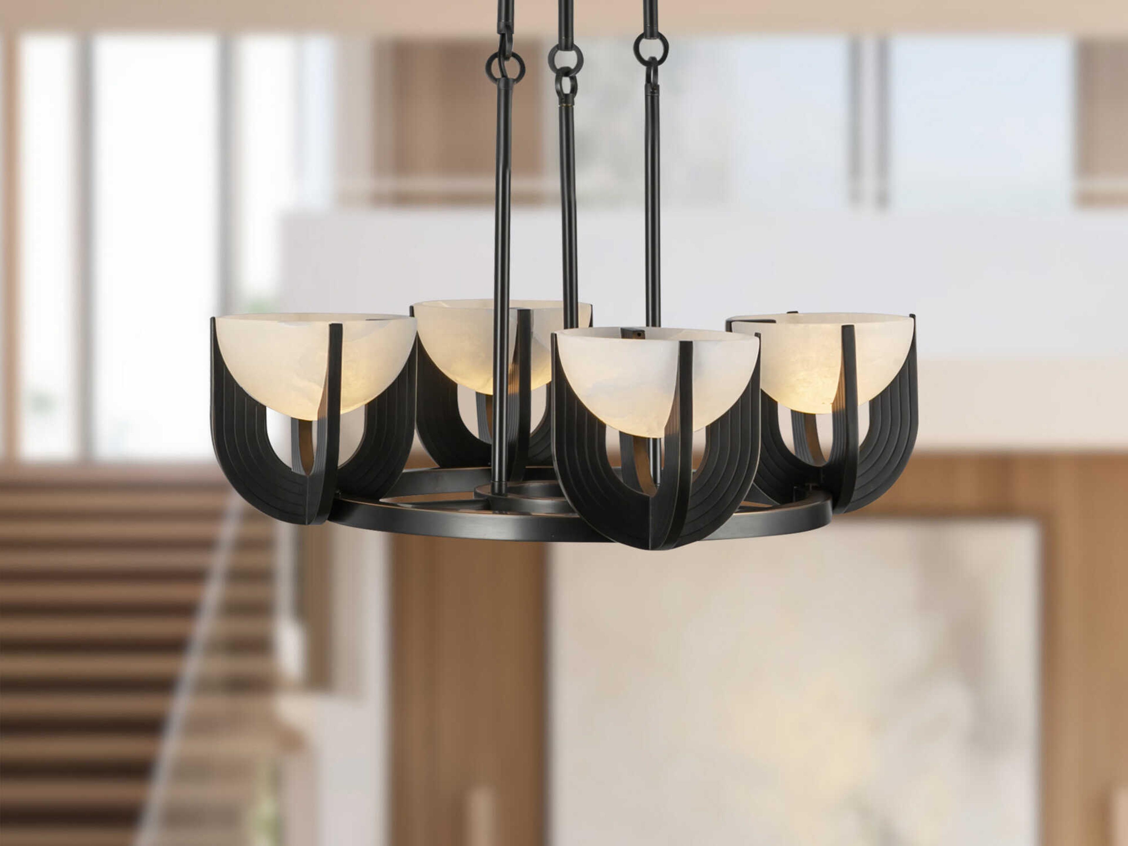 Alora Lighting Colette Urban Bronze Black Bowl Geometric Chandelier