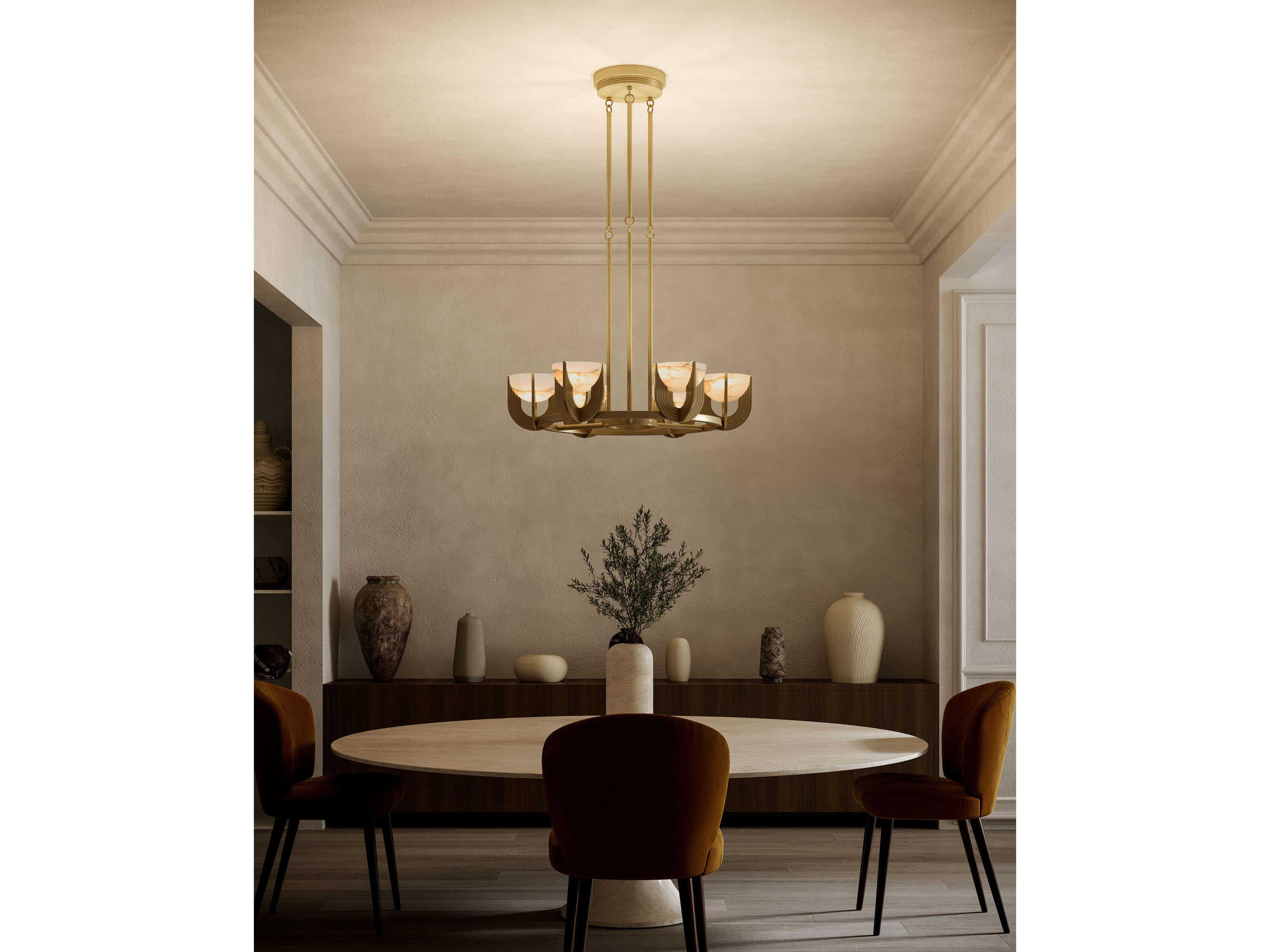 Alora Lighting Colette Vintage Brass Bowl Geometric Chandelier