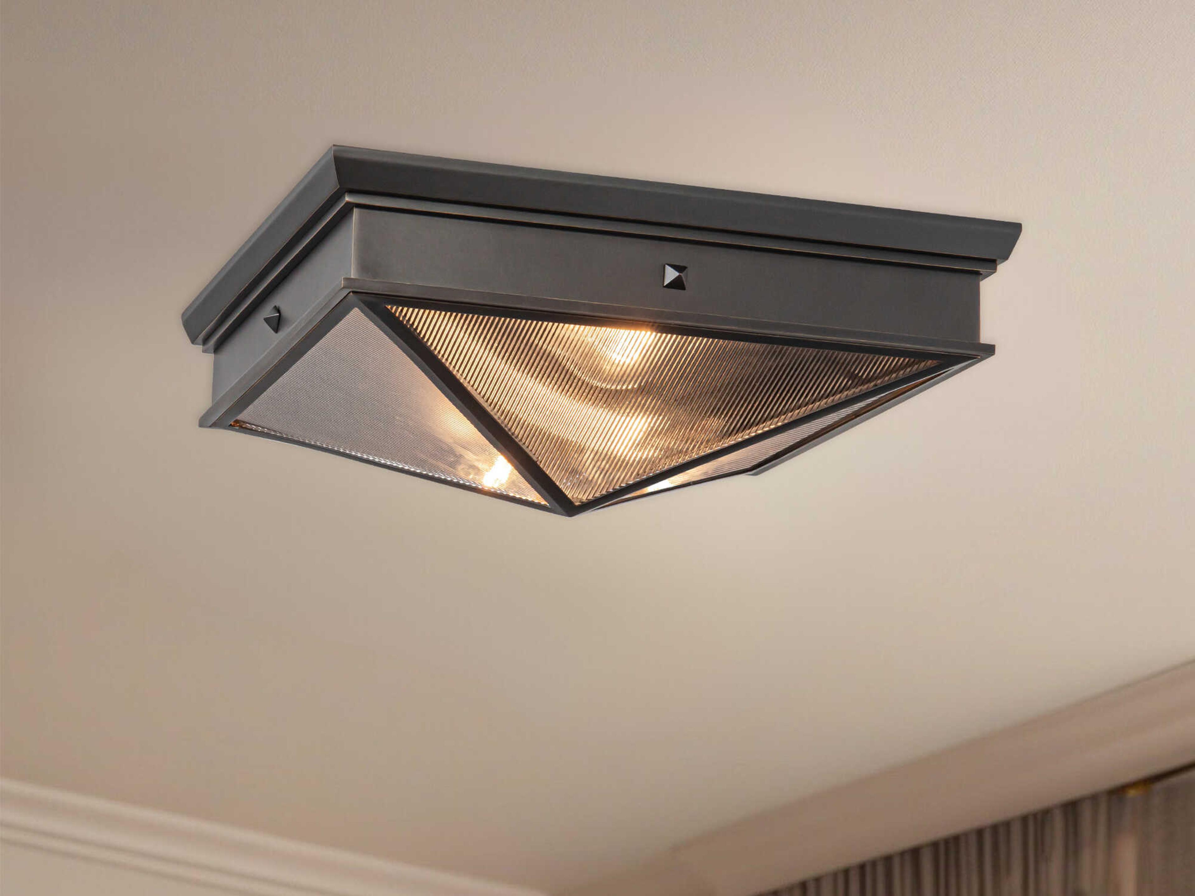 Alora Lighting Cairo 2-Light Urban Bronze Geometric Flush Mount